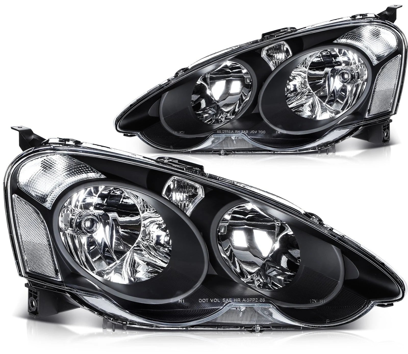 ECCPP Halogen Headlights Assembly For Acura RSX 2.0L 2002-2004 Pair Kit Black KOEEP [5]