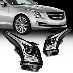 ECCPP Halogen Headlights Assembly For Cadillac ATS 2013-2019 Pair Kit Black 6B93BC-57 [1]