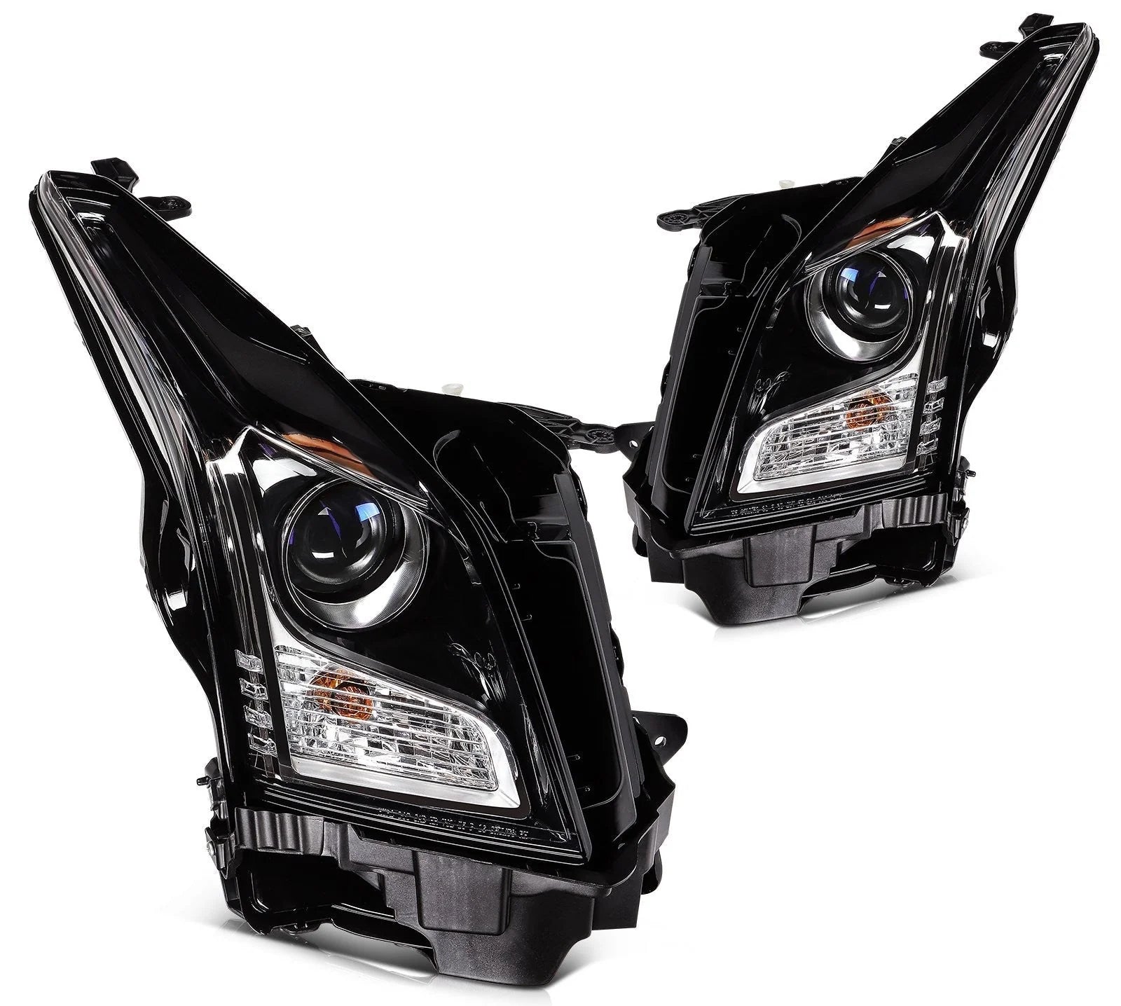ECCPP Halogen Headlights Assembly For Cadillac ATS 2013-2019 Pair Kit Black 6B93BC-57 [5]