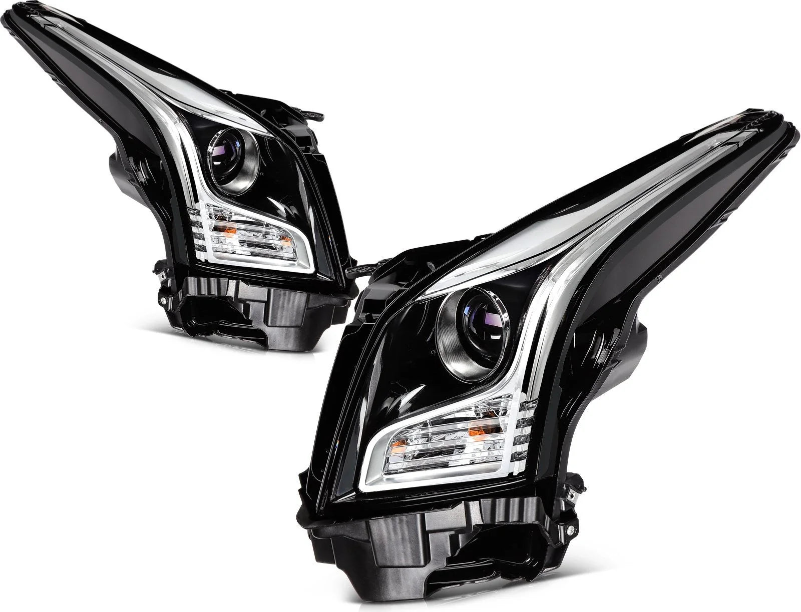 ECCPP Halogen Headlights Assembly For Cadillac ATS 2013-2019 Pair Kit Black 6B93BC-57 [6]
