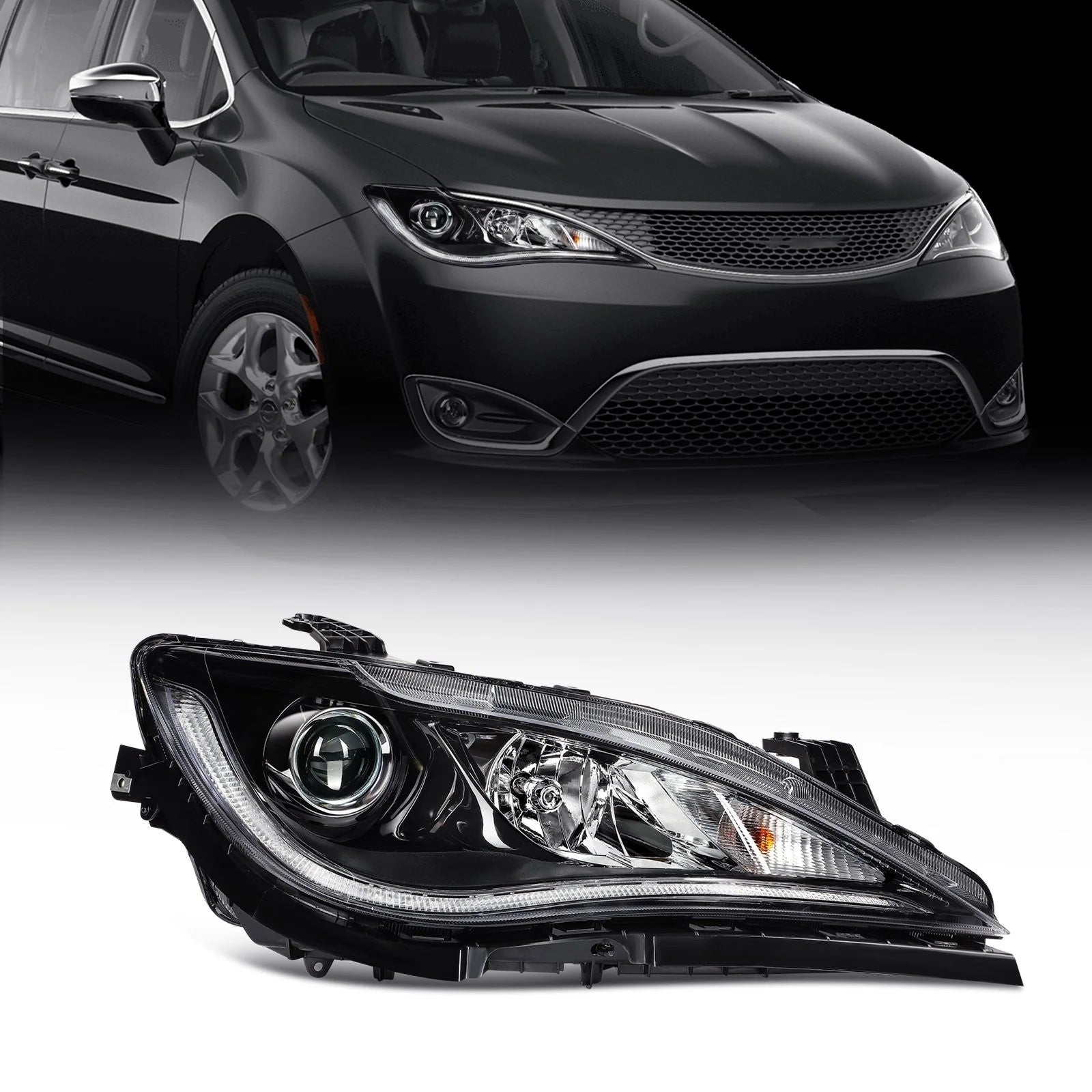 ECCPP Headlight For Chrysler Pacifica Voyager 3.6L 2017-2020 Right Side Black 6B93BC-57 [1]