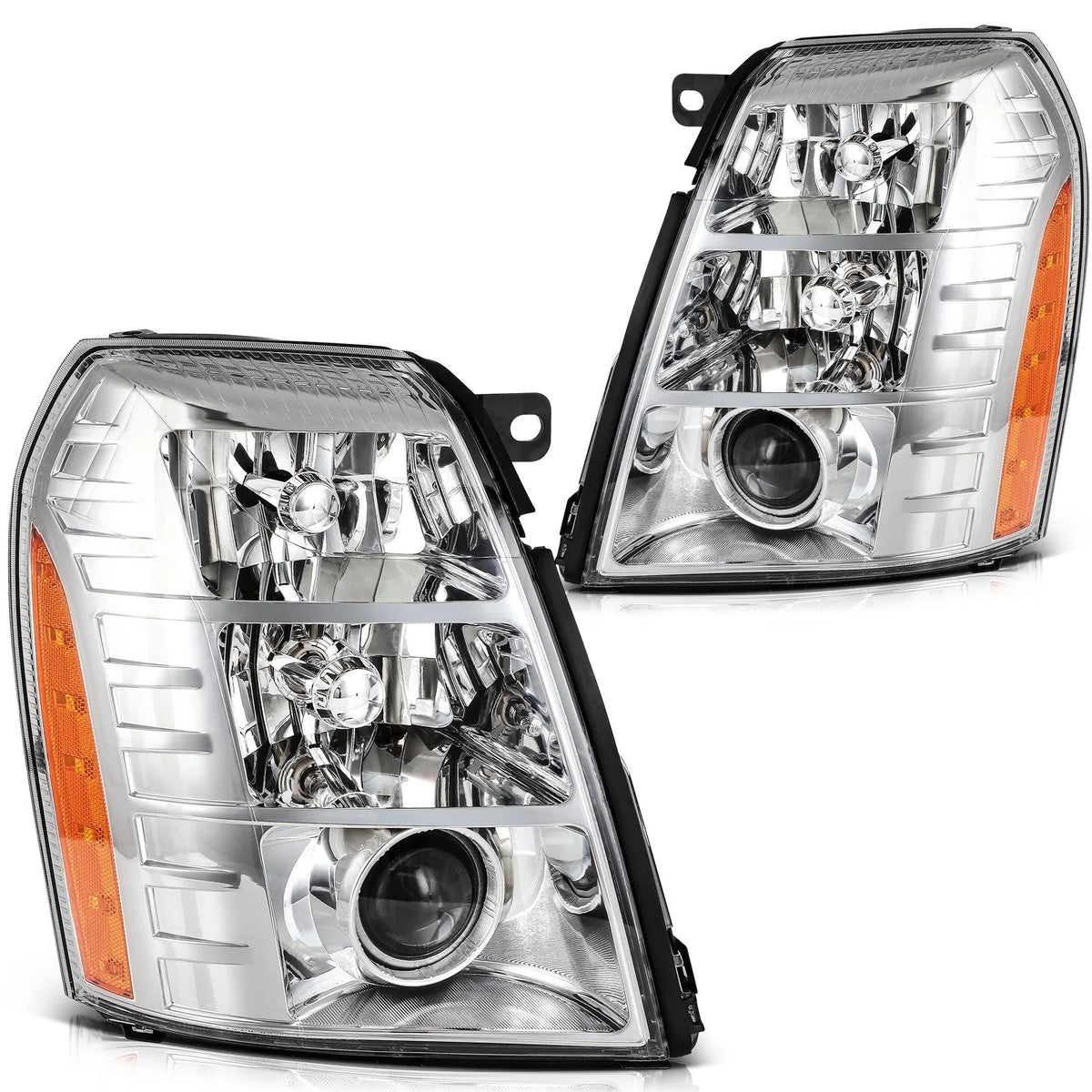 ECCPP Headlights Assembly For Cadillac Escalade 6.2L 2009-2014 Pair Chrome Amber KOEEP [1]