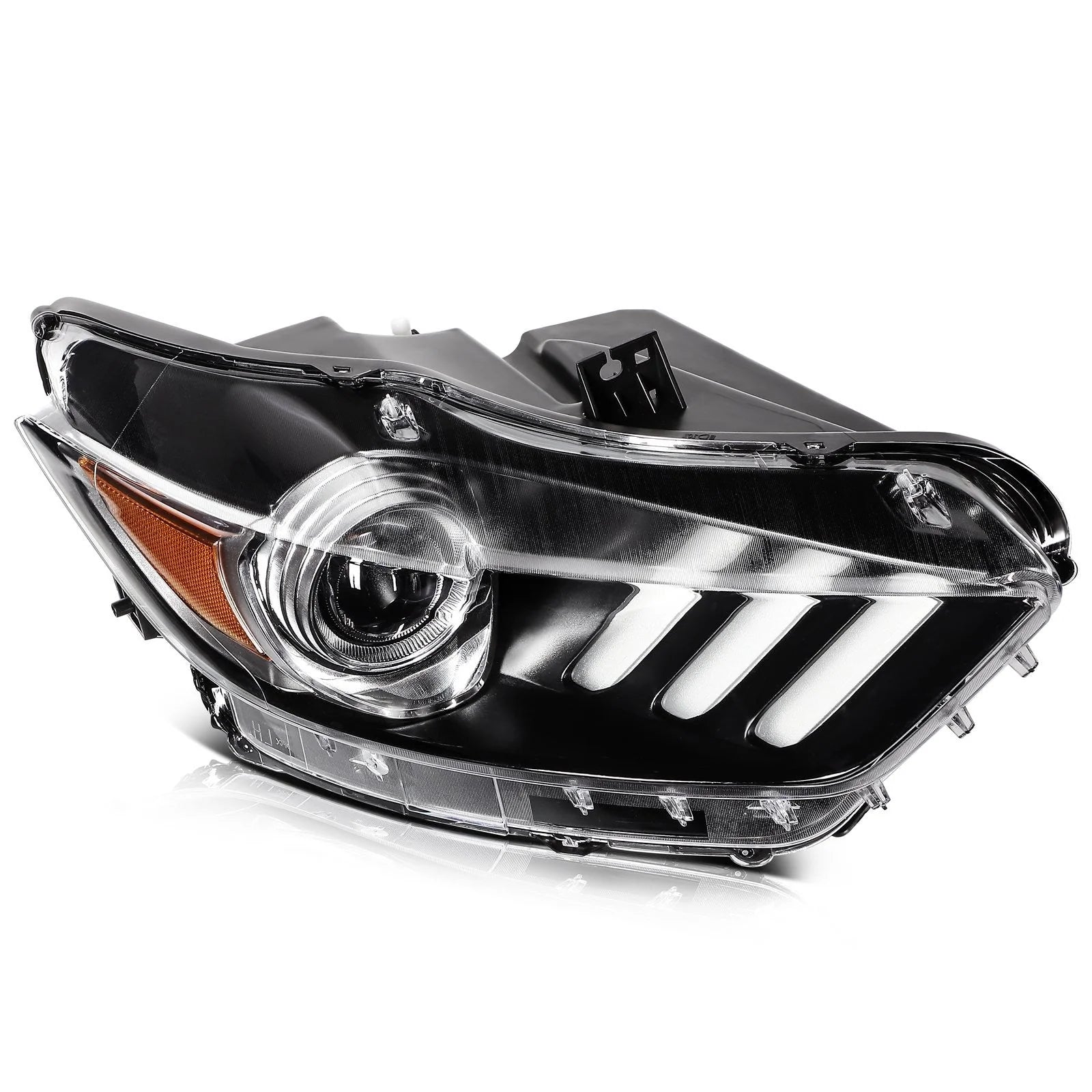 ECCPP Headlights Assembly For Ford Mustang 2015-2017 Pair Kit Black Amber ECCPP [9]