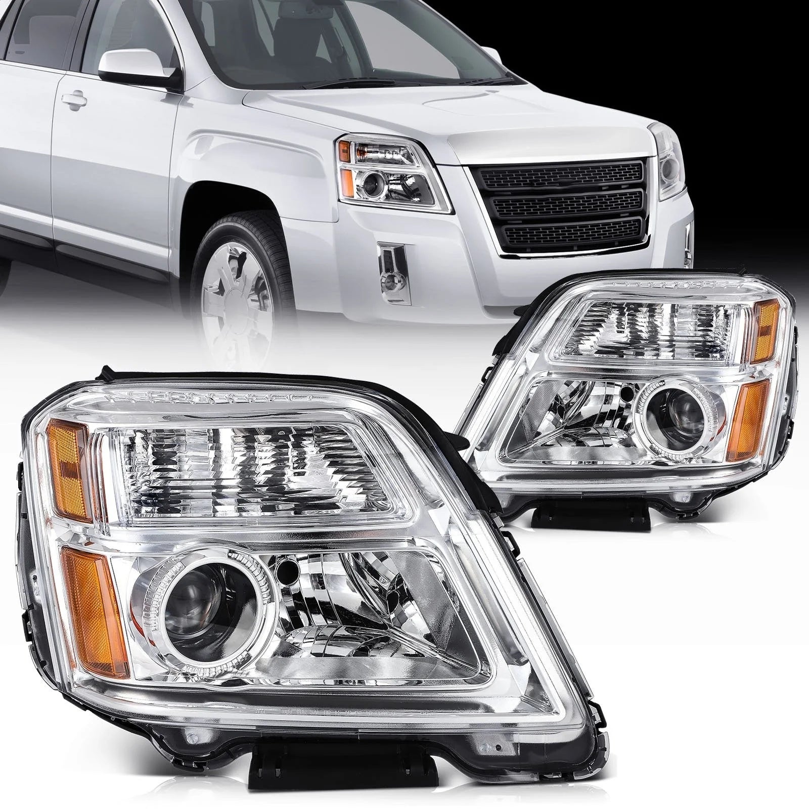 ECCPP Headlights Assembly For GMC Terrain 2.4L 3.6L 2016-2017 Pair Chrome Amber 6B93BC-57 [1]