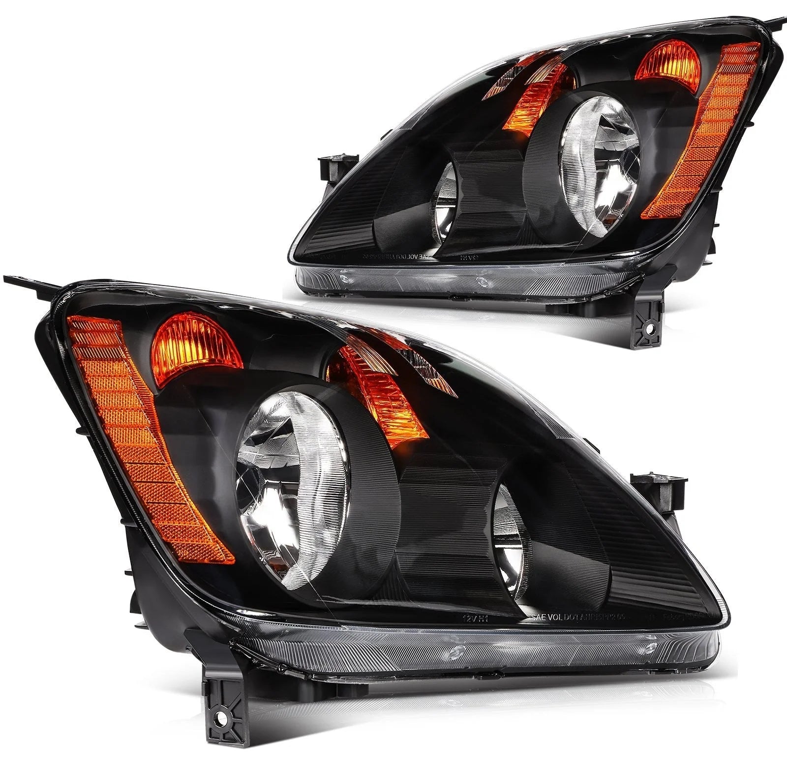ECCPP Headlights Assembly For Honda CR-V CRV 2.4L 2005-2006 Pair Kit Black Amber KOEEP [2]