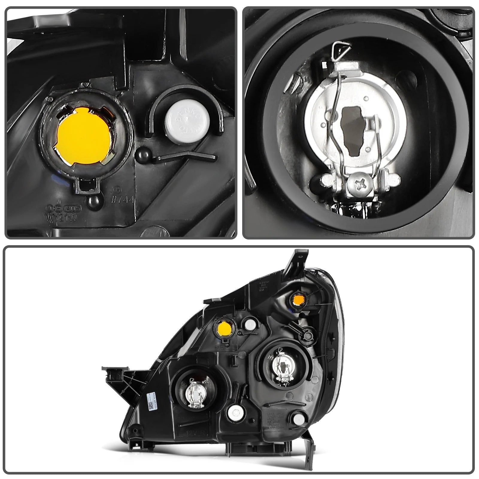 ECCPP Headlights Assembly For Honda CR-V CRV 2.4L 2005-2006 Pair Kit Black Amber KOEEP [3]