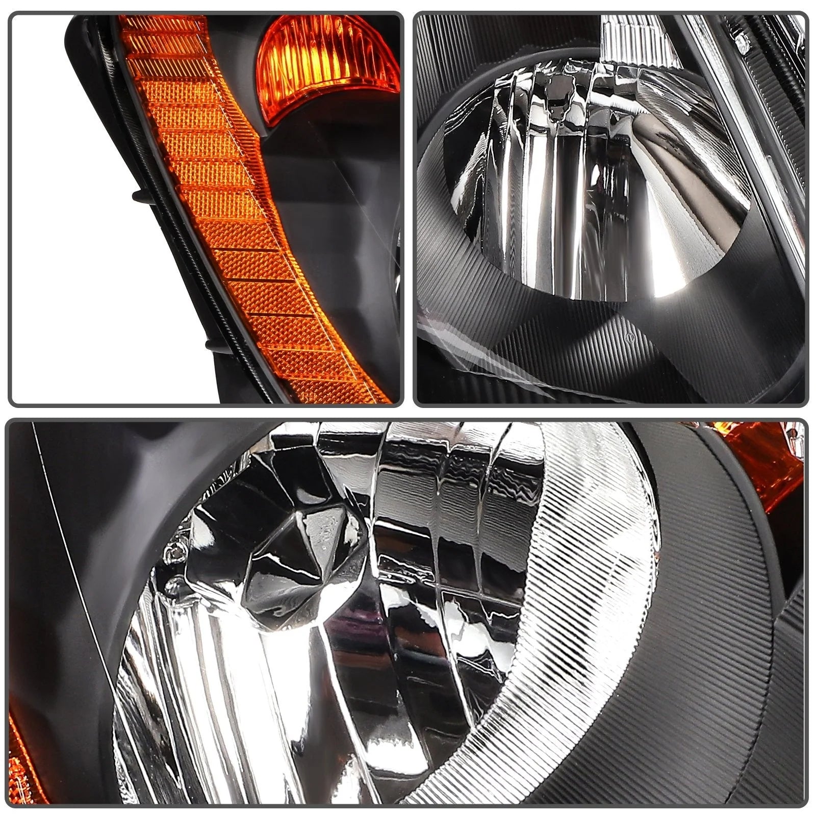ECCPP Headlights Assembly For Honda CR-V CRV 2.4L 2005-2006 Pair Kit Black Amber KOEEP [4]