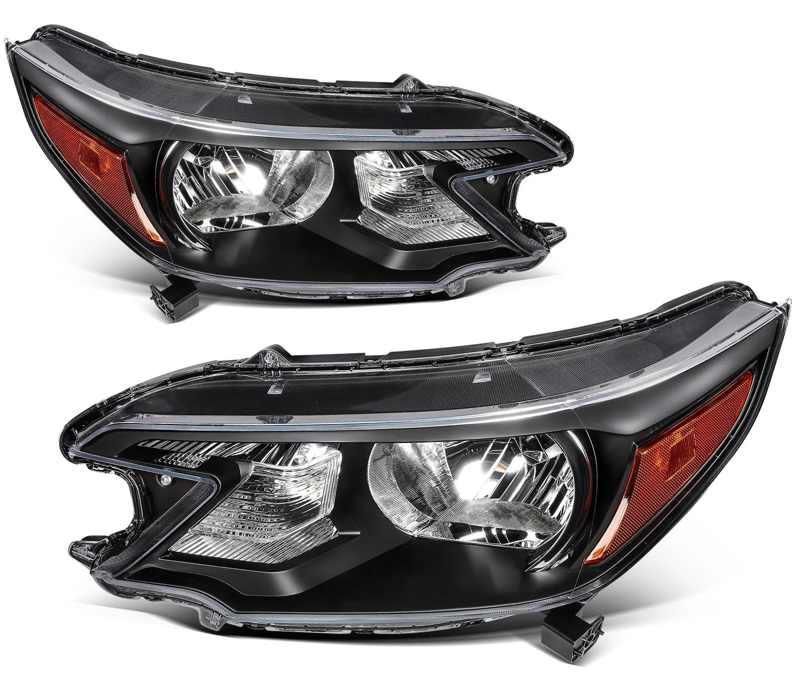 ECCPP Headlights Assembly For Honda CR-V CRV 2.4L 2012-2014 Pair Kit Black Amber 6B93BC-57 [2]