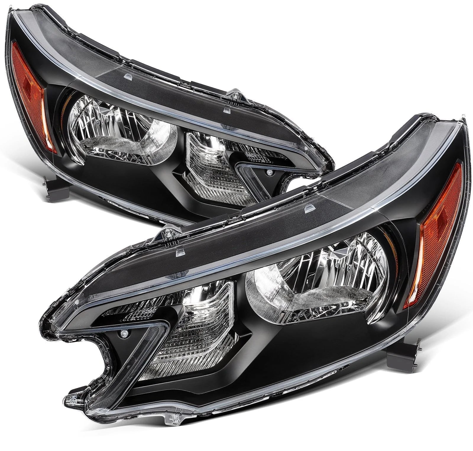 ECCPP Headlights Assembly For Honda CR-V CRV 2.4L 2012-2014 Pair Kit Black Amber 6B93BC-57 [3]