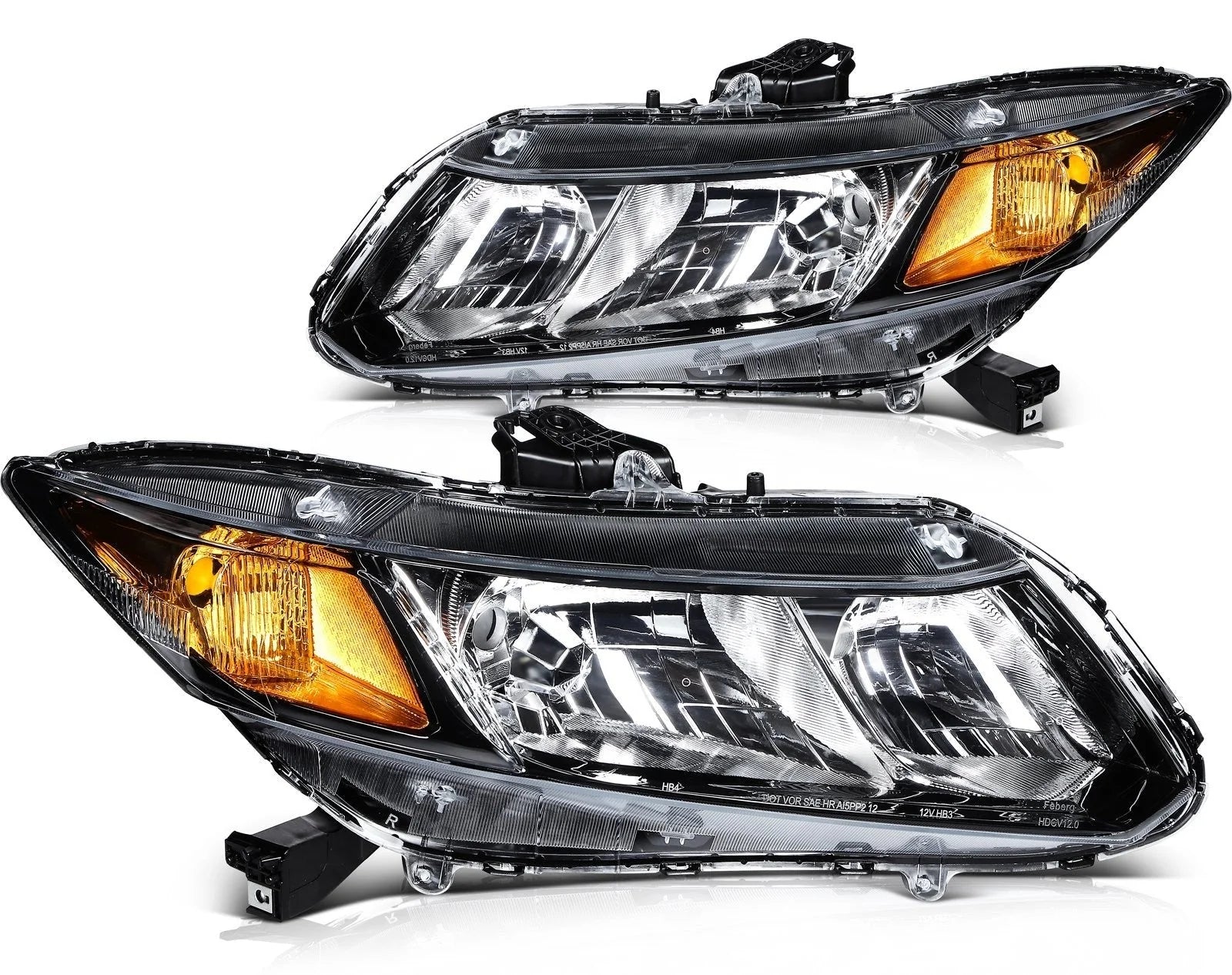 ECCPP Headlights Assembly For Honda Civic 1.5L 1.8L 2.4L 2012-2015 Pair Black 6B93BC-57 [1]