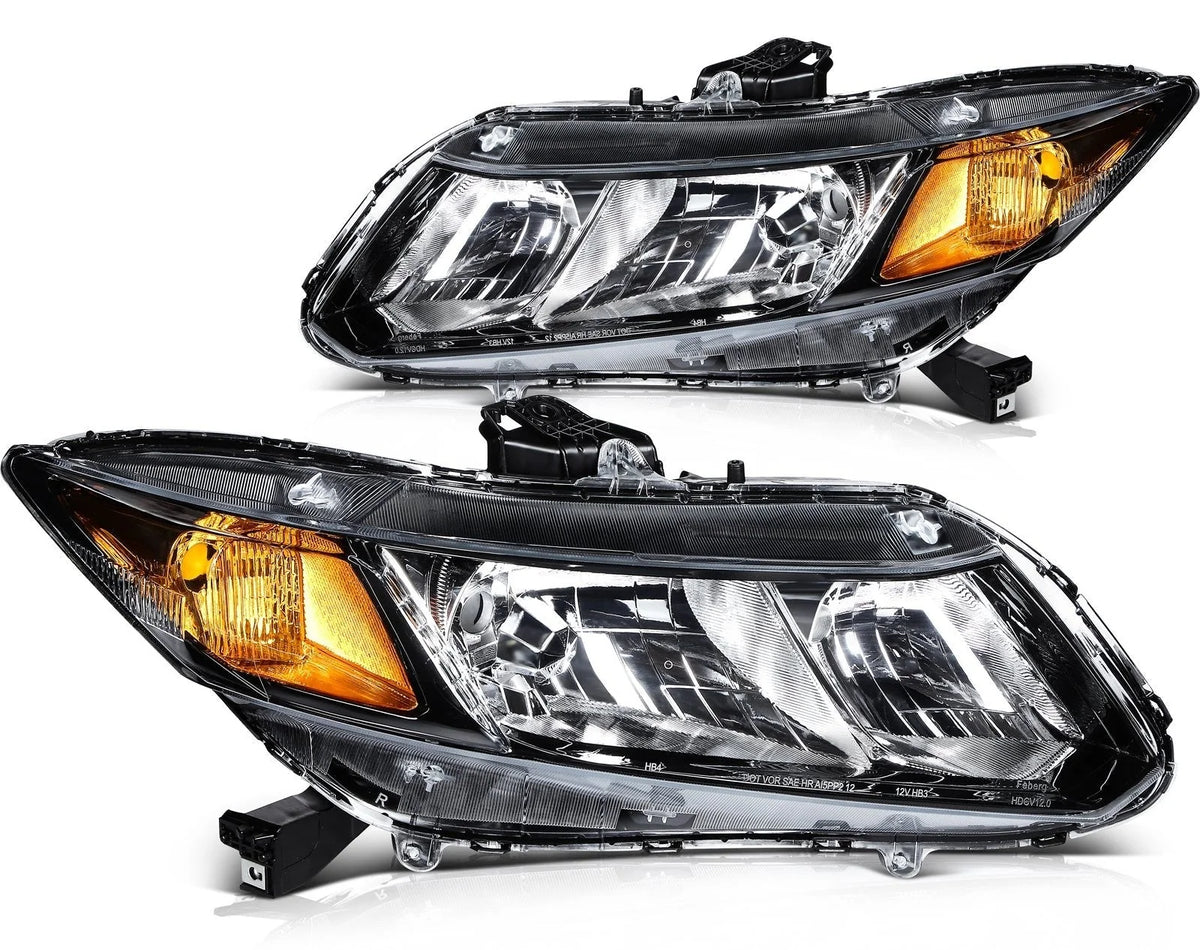 ECCPP Headlights Assembly For Honda Civic 1.5L 1.8L 2.4L 2012-2015 Pair Black 6B93BC-57 [1]