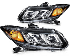 ECCPP Headlights Assembly For Honda Civic 1.5L 1.8L 2.4L 2012-2015 Pair Black 6B93BC-57 [1]