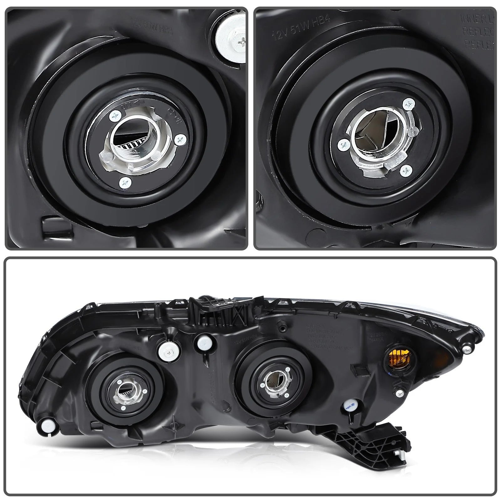 ECCPP Headlights Assembly For Honda Civic 1.5L 1.8L 2.4L 2012-2015 Pair Black 6B93BC-57 [9]