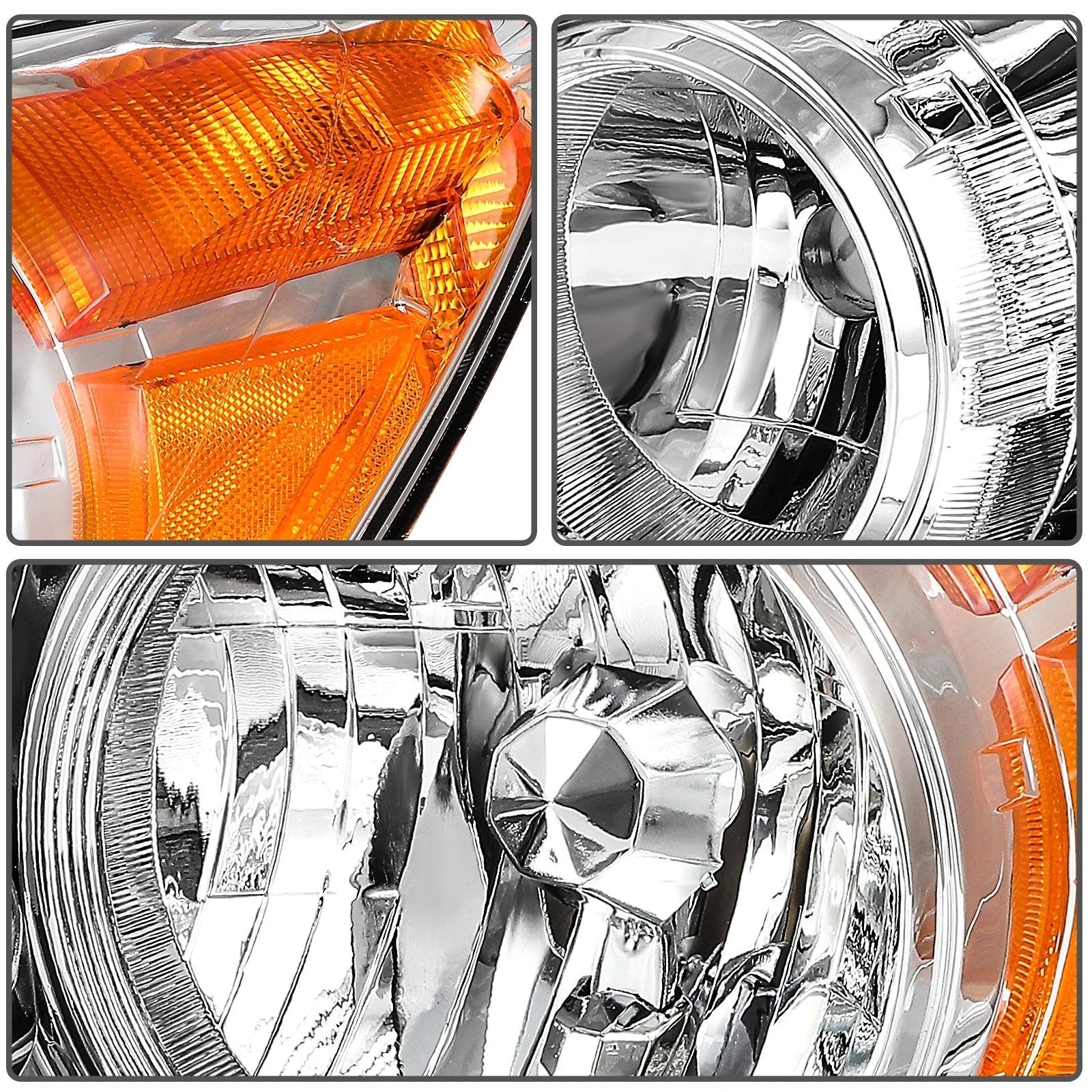 ECCPP Headlights Assembly For Honda Odyssey 3.5L 2005-2007 Pair Kit Chrome Amber KOEEP [10]