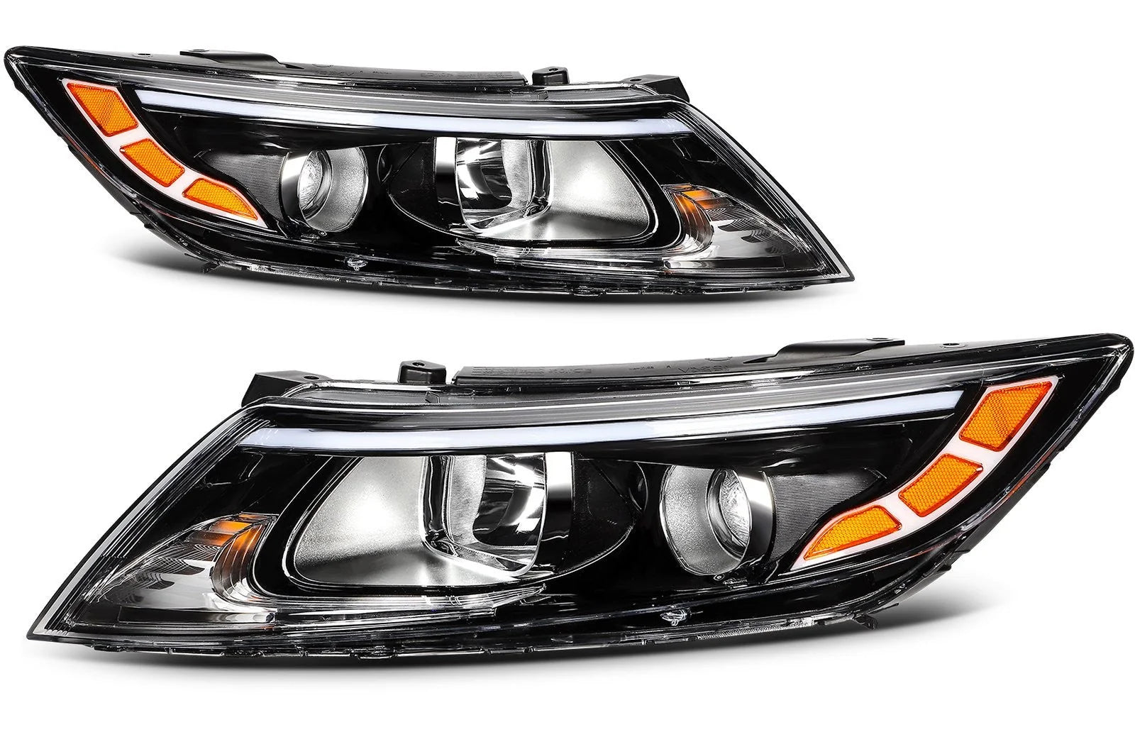 ECCPP Headlights Assembly For Kia Optima 2.0L 2.4L 2014-2015 Pair Black Amber KOEEP [2]