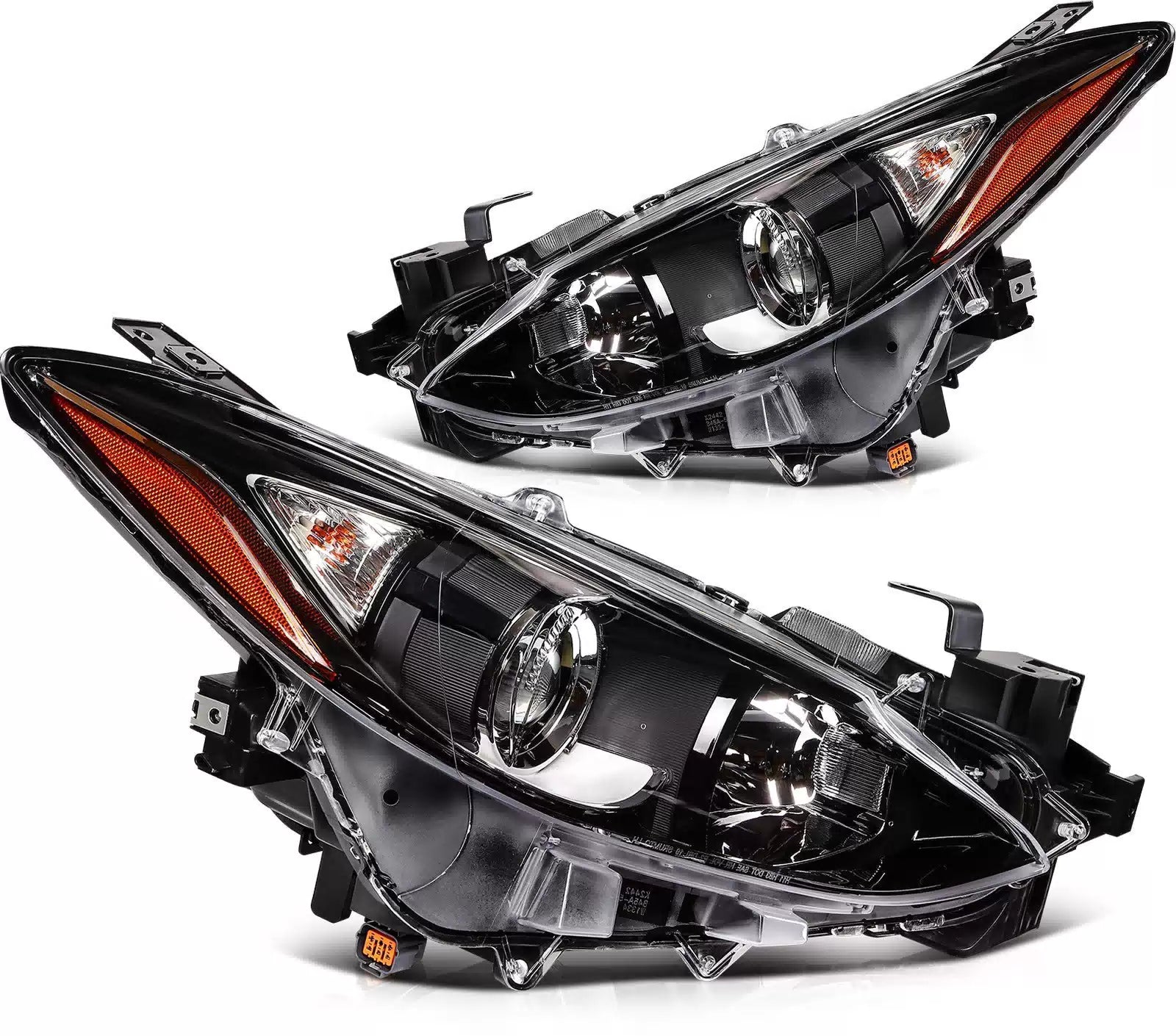 ECCPP Headlights Assembly For Mazda 3 2.0L 2.5L 2014-2016 Pair Kit Black Amber 6B93BC-57 [2]