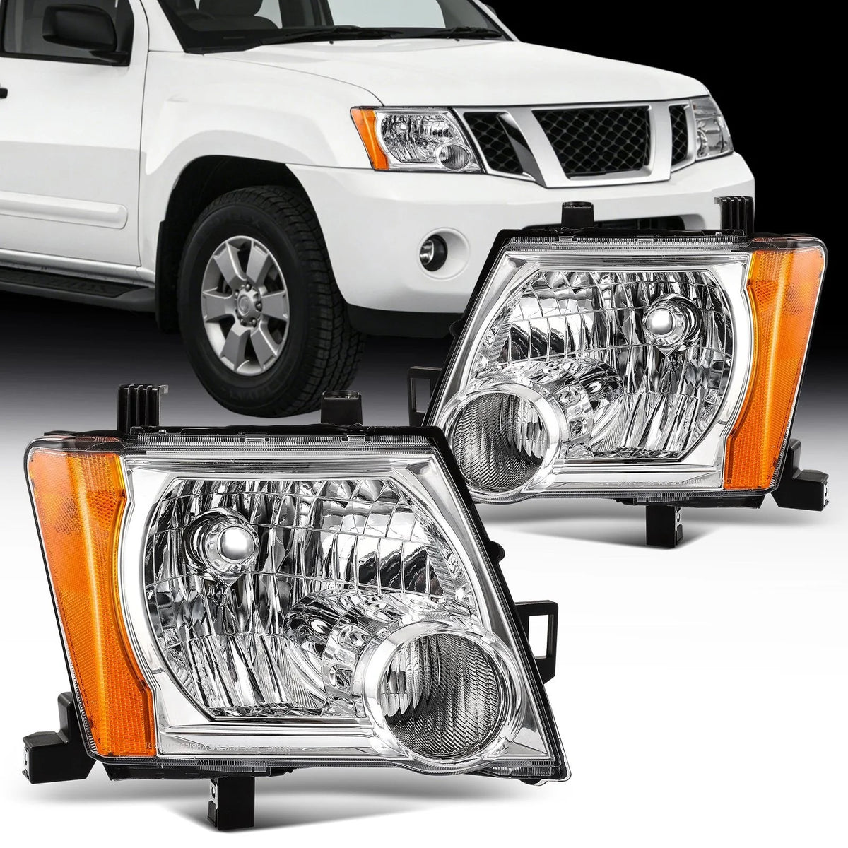 ECCPP Headlights Assembly For Nissan For Xterra 2.5L 4.0L 2005-2010 Pair Chrome KOEEP [1]