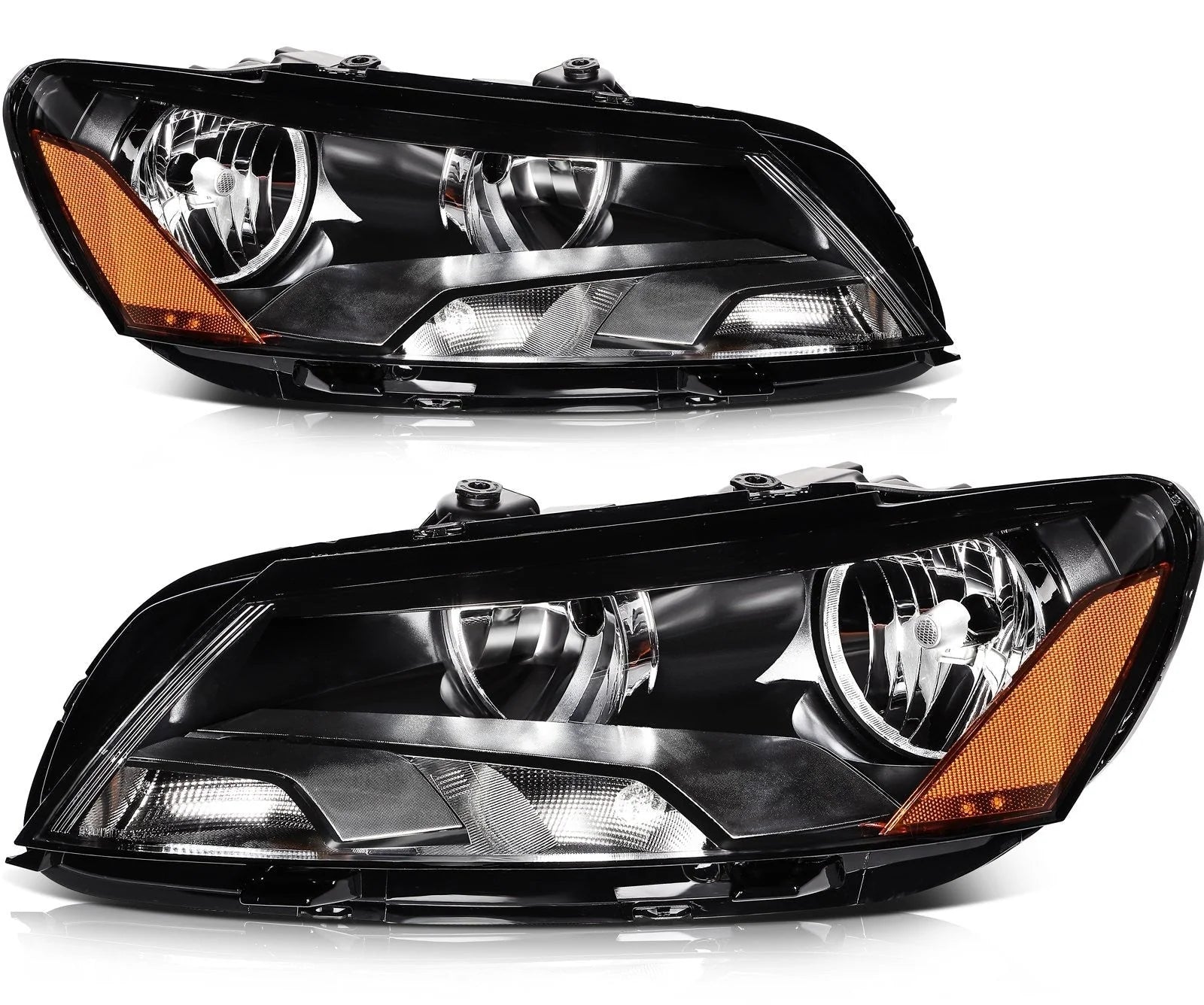 ECCPP Headlights Assembly For Volkswagen Passat 2012-2015 Pair Kit Black Amber 6B93BC-57 [2]