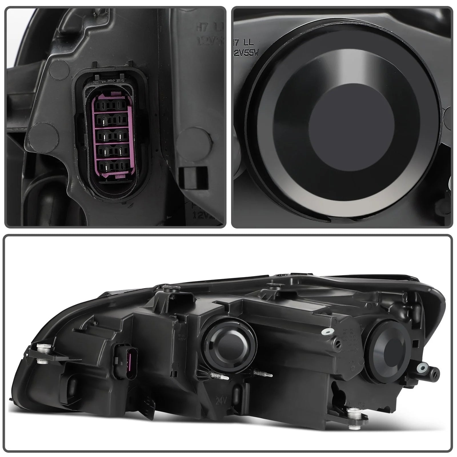 ECCPP Headlights Assembly For Volkswagen Passat 2012-2015 Pair Kit Black Amber 6B93BC-57 [5]