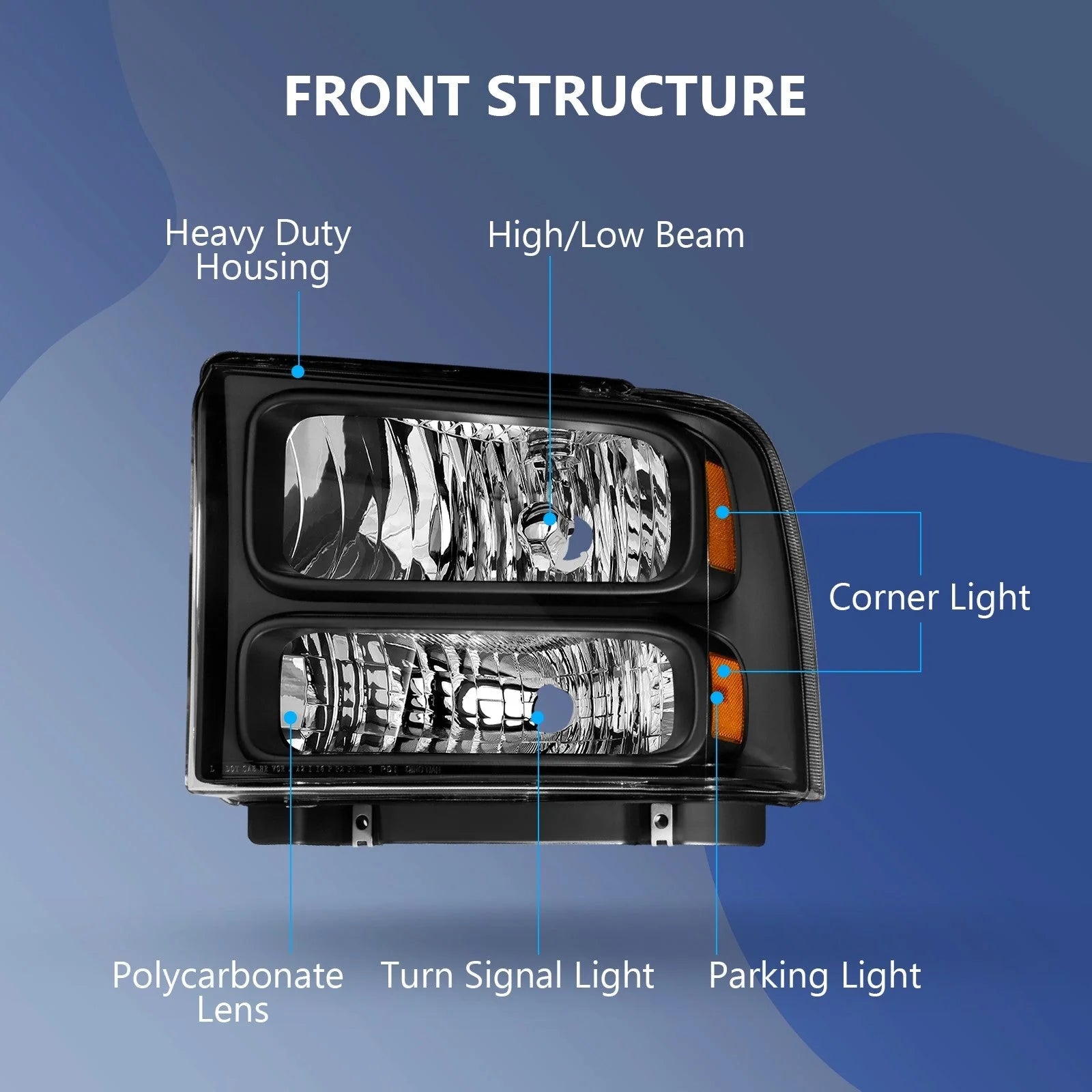 ECCPP Headlights For 2003-04 Ford Excursio 1999-05 Ford F-250/F-350/F-450 Pair KOEEP [3]