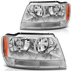 ECCPP Headlights For Jeep Grand Cherokee 4.0L 4.7L 1999-2004 Pair Chrome Amber 6B93BC-57 [1]