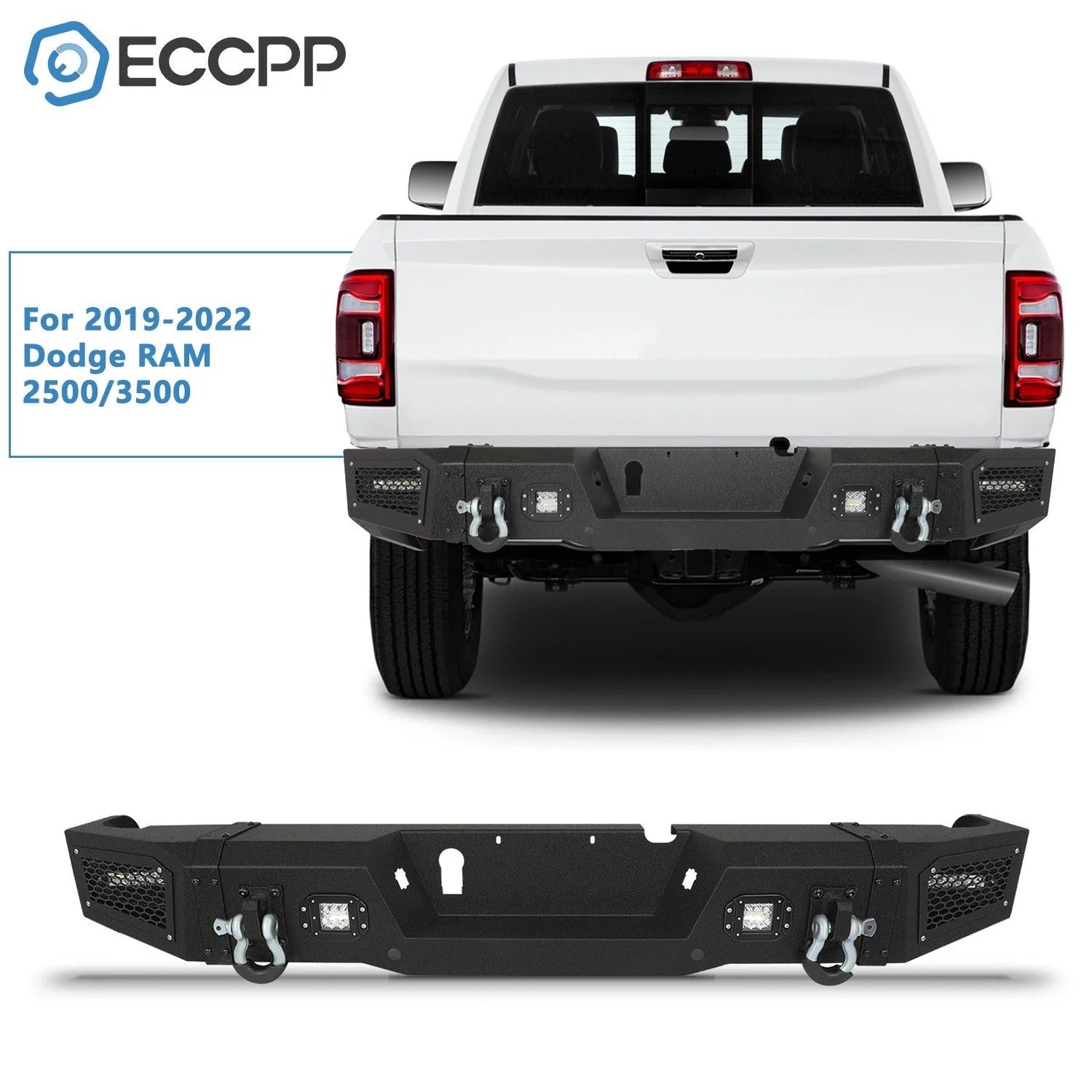 ECCPP Heavy Rear Bumper Built-in Led Lights for 2019-2022 Dodge RAM 2500/3500 6B93BC-57 [1]