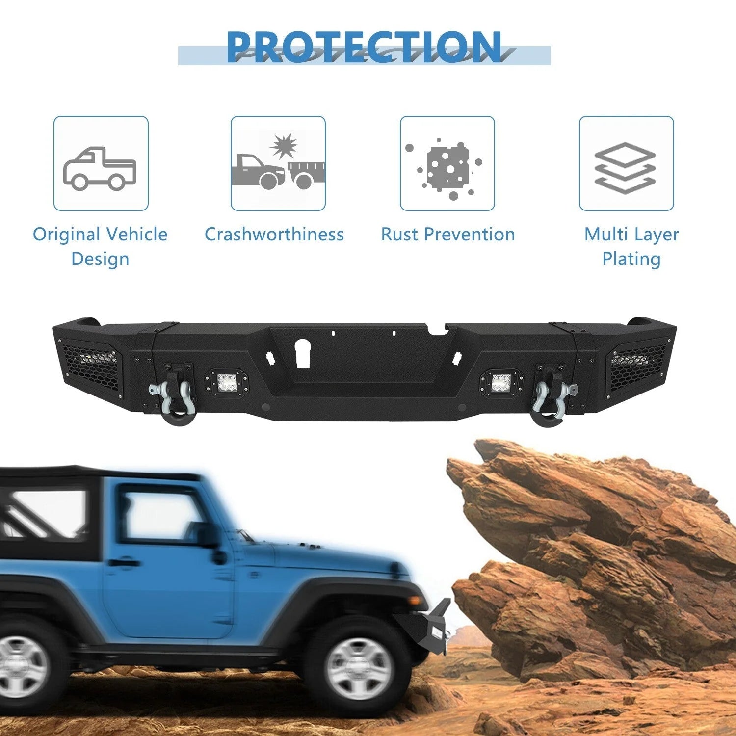ECCPP Heavy Rear Bumper Built-in Led Lights for 2019-2022 Dodge RAM 2500/3500 6B93BC-57 [2]