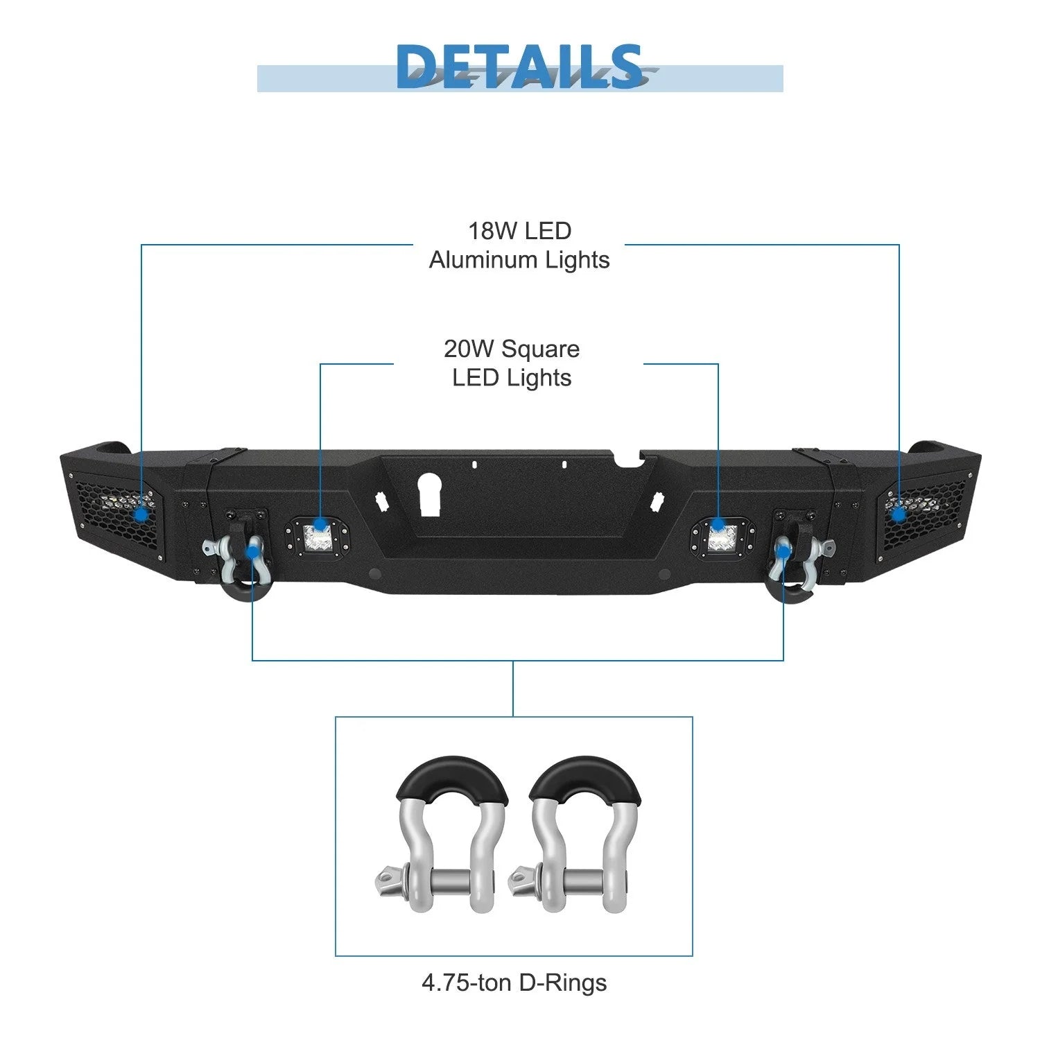 ECCPP Heavy Rear Bumper Built-in Led Lights for 2019-2022 Dodge RAM 2500/3500 6B93BC-57 [5]