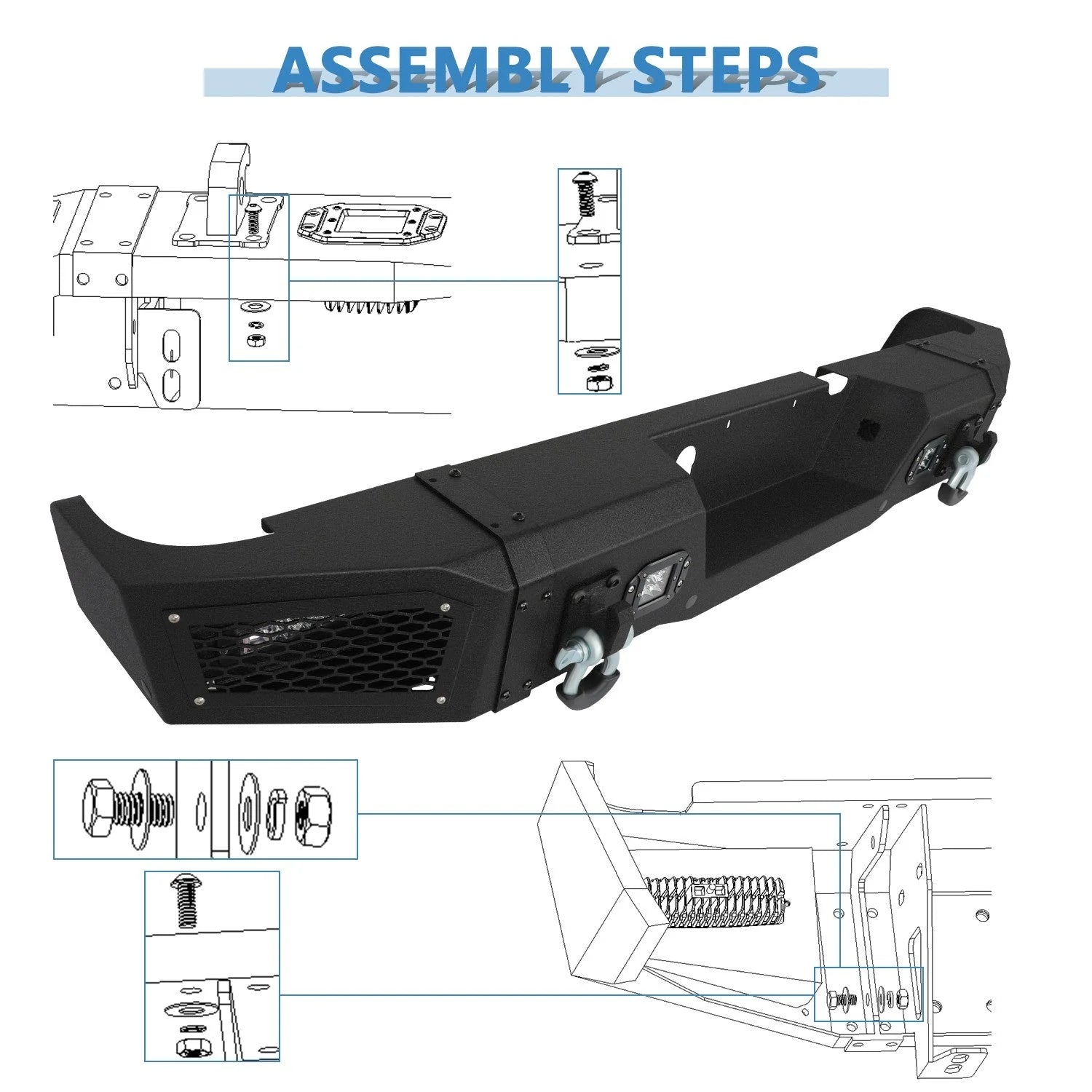 ECCPP Heavy Rear Bumper Built-in Led Lights for 2019-2022 Dodge RAM 2500/3500 6B93BC-57 [6]