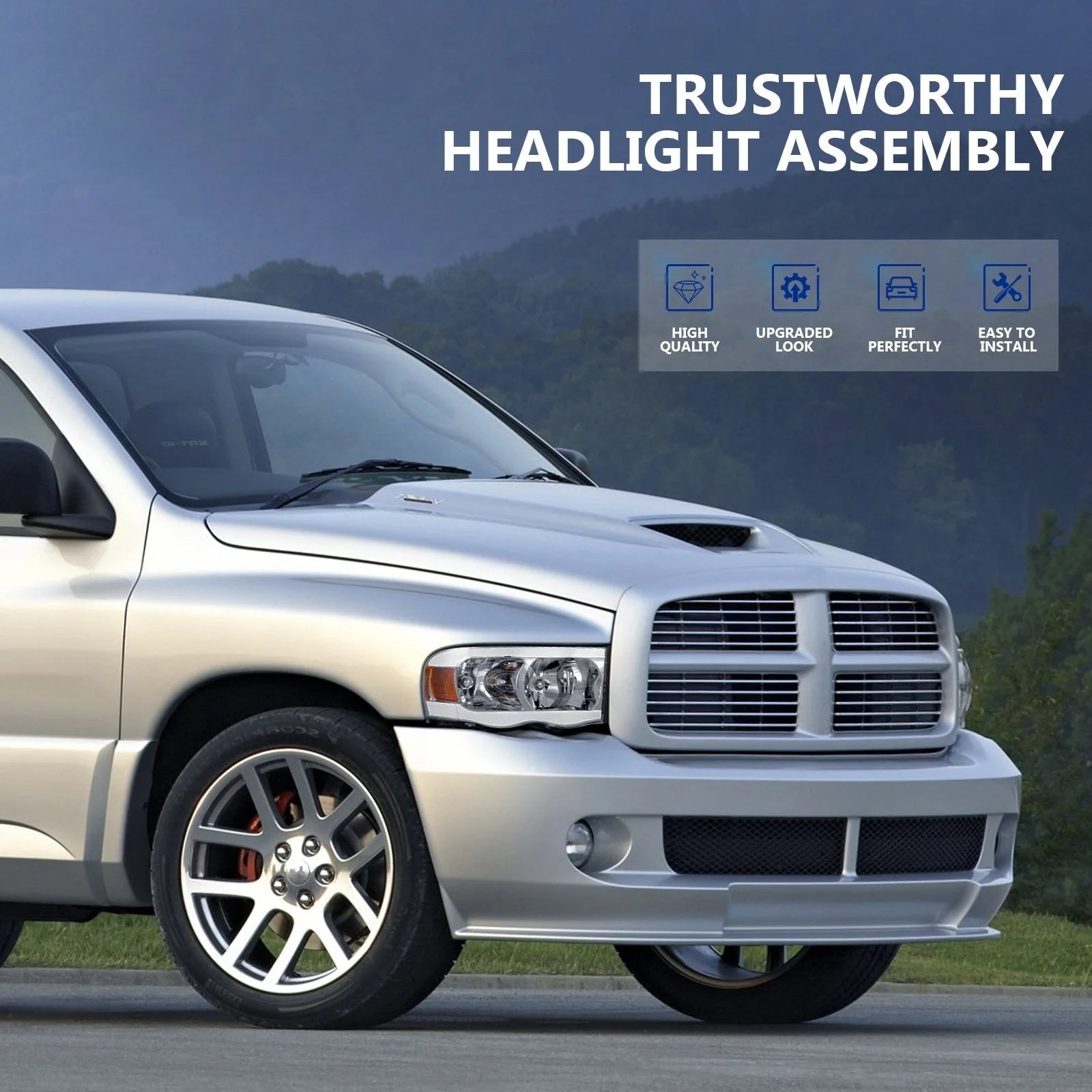 ECCPP LED Headlights Assembly For Dodge Ram 1500 2500 3500 2002-2005 Pair Chrome 6B93BC-57 [6]