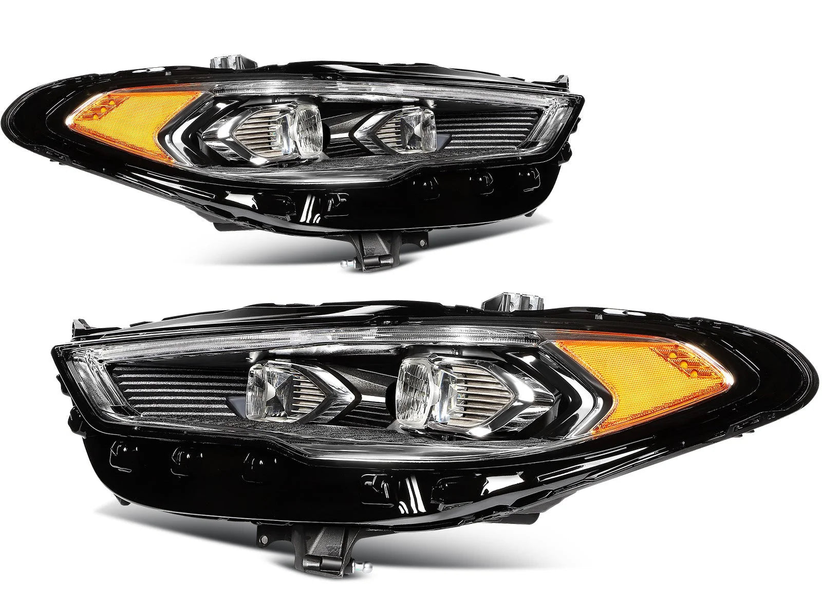 ECCPP LED Headlights Assembly For Ford Fusion 2017-2020 Pair Kit Black Amber KOEEP [1]