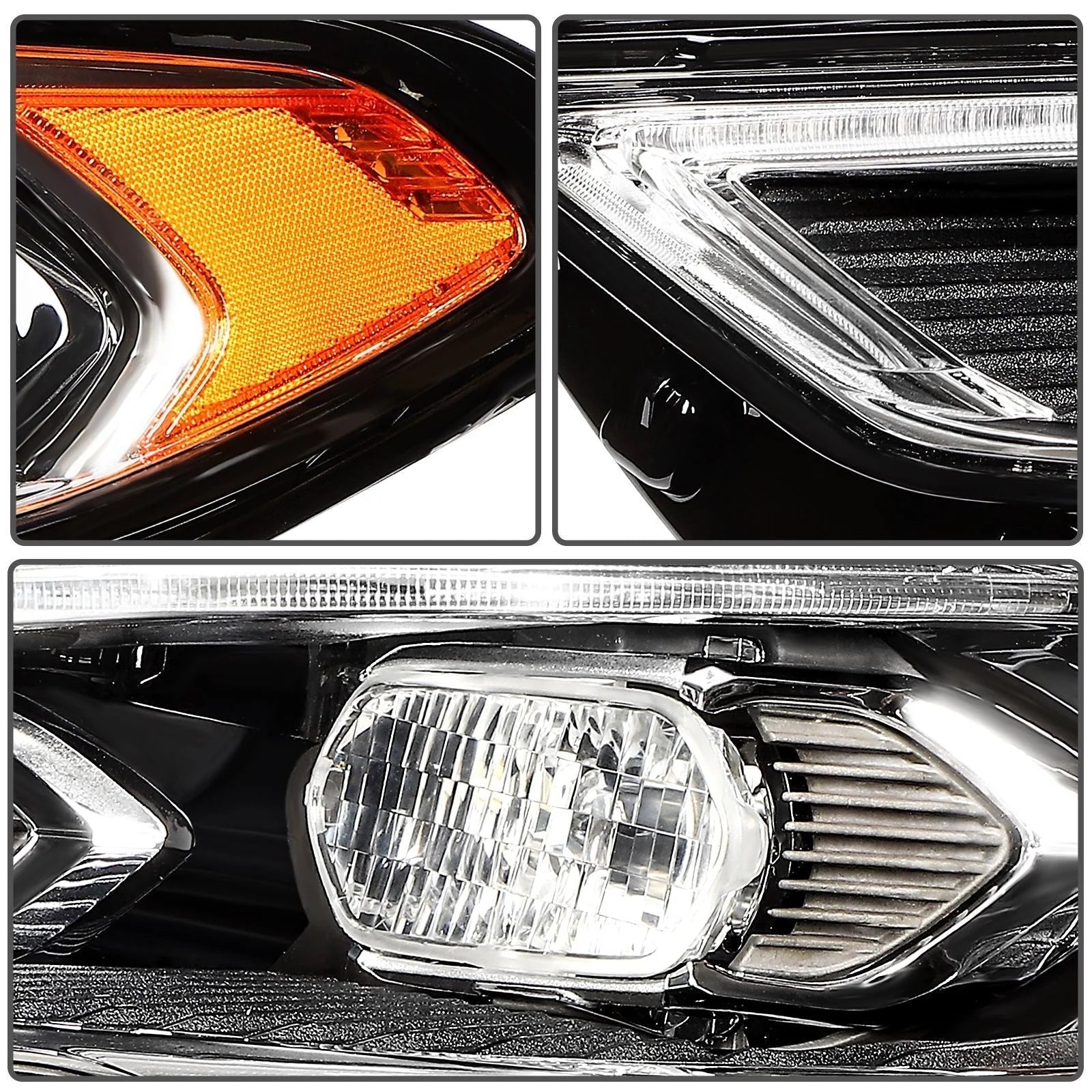 ECCPP LED Headlights Assembly For Ford Fusion 2017-2020 Pair Kit Black Amber KOEEP [8]