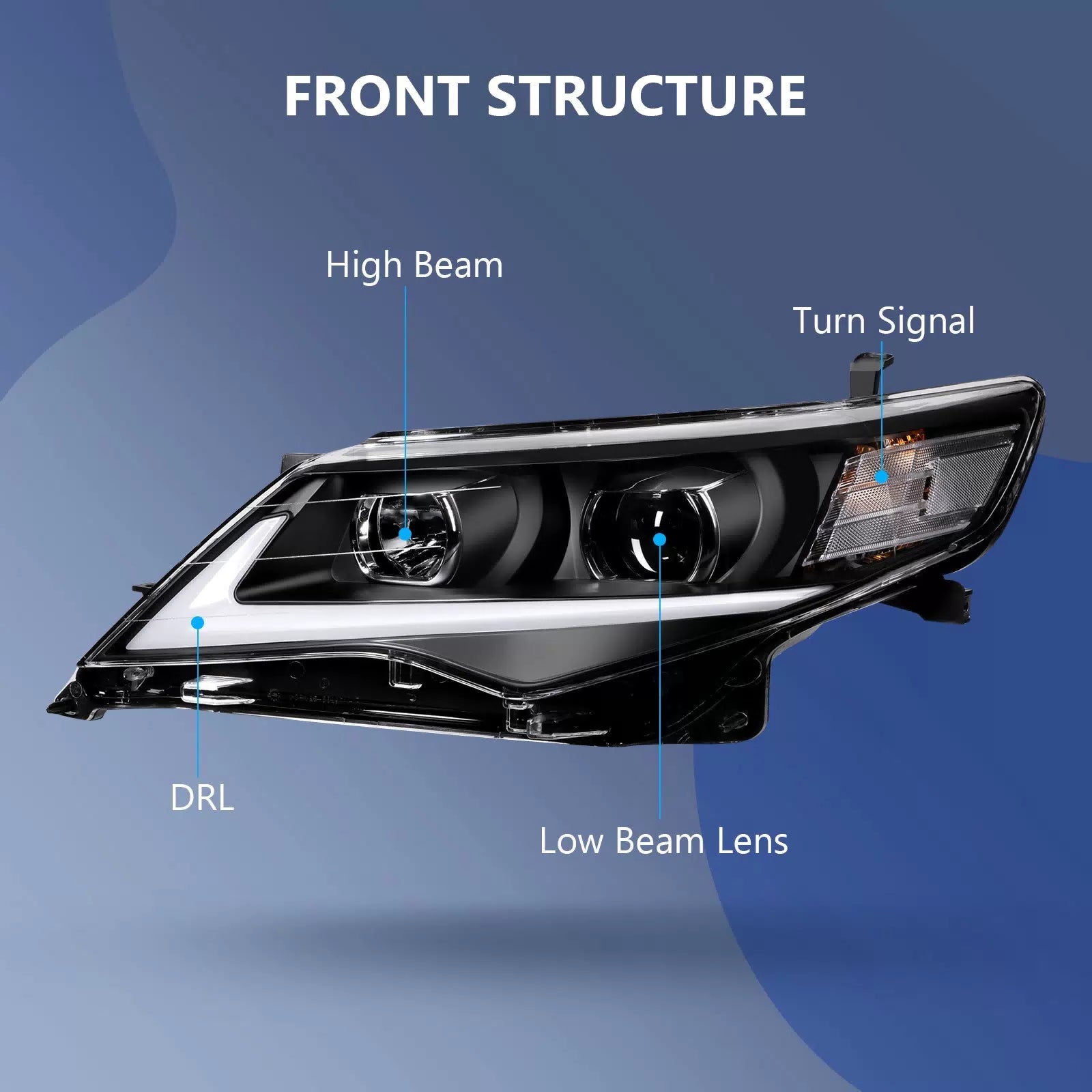 ECCPP LED Headlights Assembly For Toyota Camry 2.4L 3.5L 2012-2014 Pair Black ECCPP [5]
