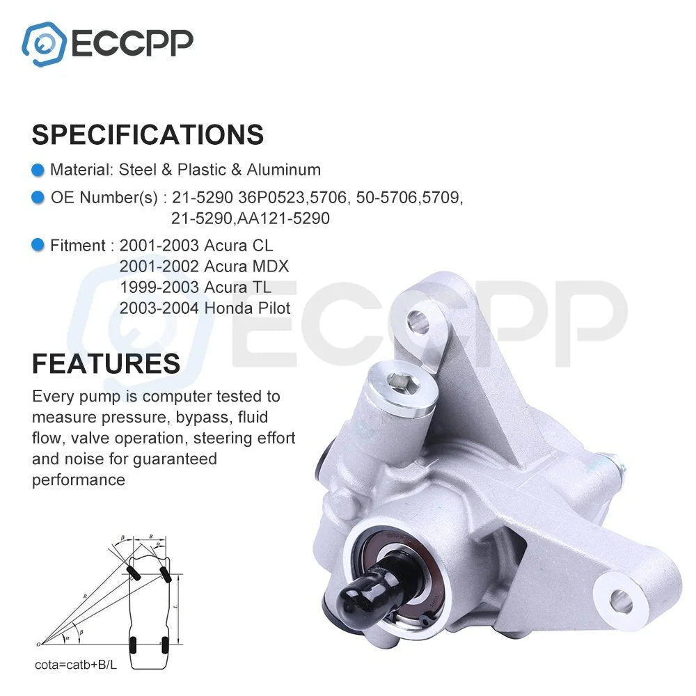 ECCPP Power Steering Pump For 2003-2004 Honda Pilot 1999-2003 Acura MDX CL TL ECCPP [5]