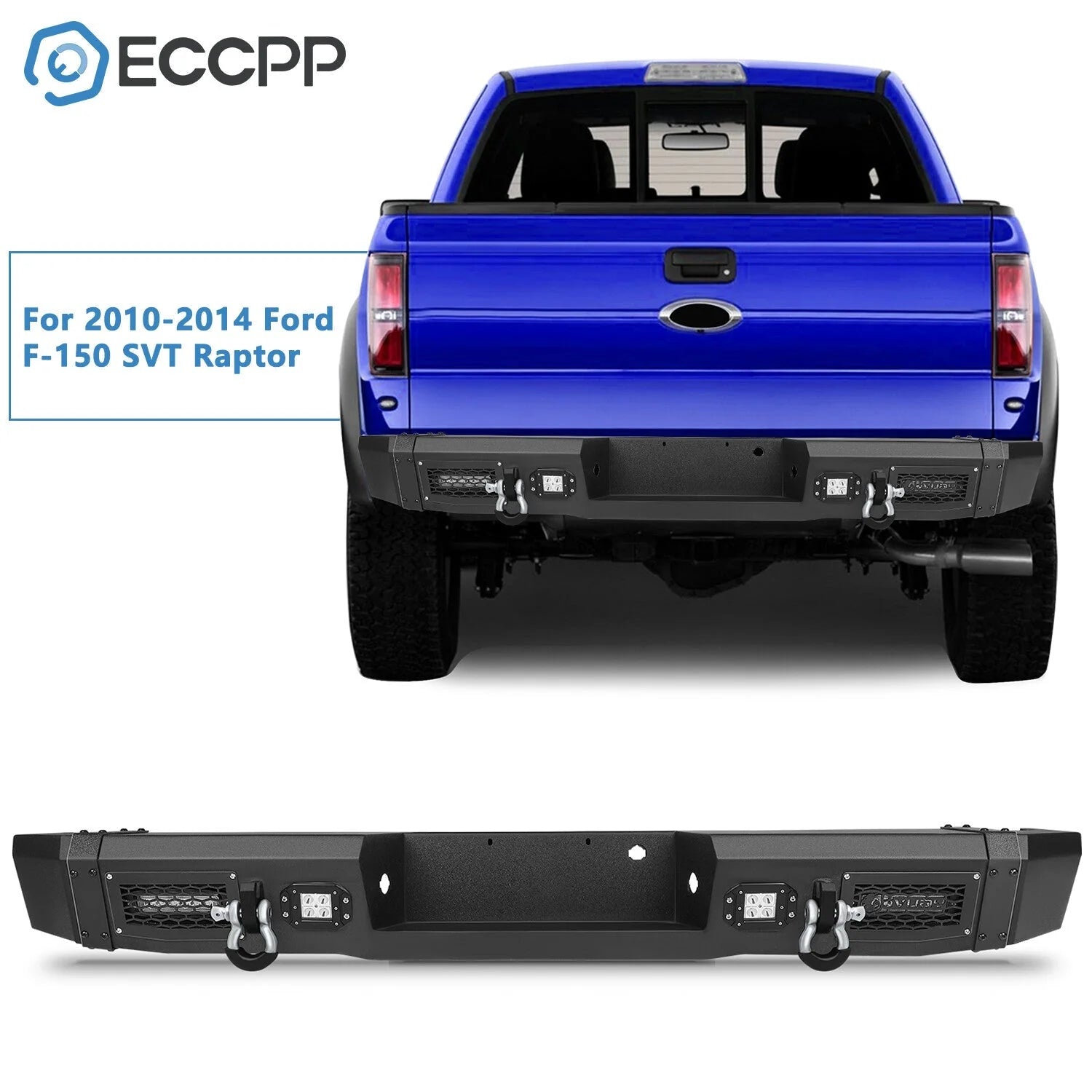ECCPP Rear Bumper w/ 4x LED Lights&D-rings for 2009-2014 Ford F150 SVT Raptor ECCPP [1]