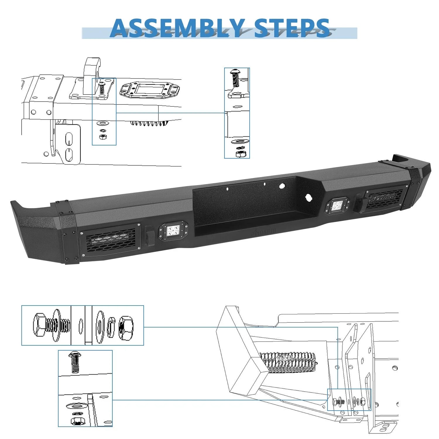 ECCPP Rear Bumper w/ 4x LED Lights&D-rings for 2009-2014 Ford F150 SVT Raptor ECCPP [6]