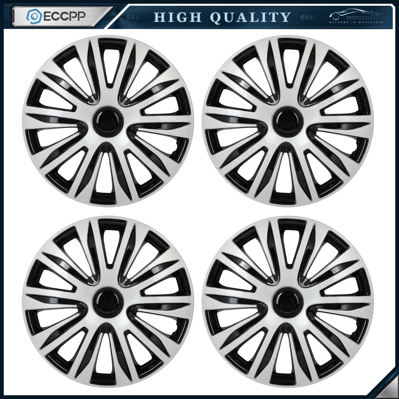 ECCPP Set of 4 Hub Caps with Universal Snap-On Retention Rings For 15 inch Rims KOEEP [1]