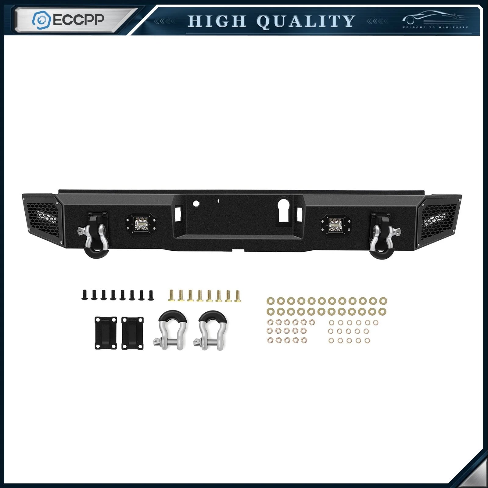 ECCPP Texture Steel Front / Rear Bumper W/Winch Plate For 2018-2020 Ford F 150 6B93BC-57 [10]