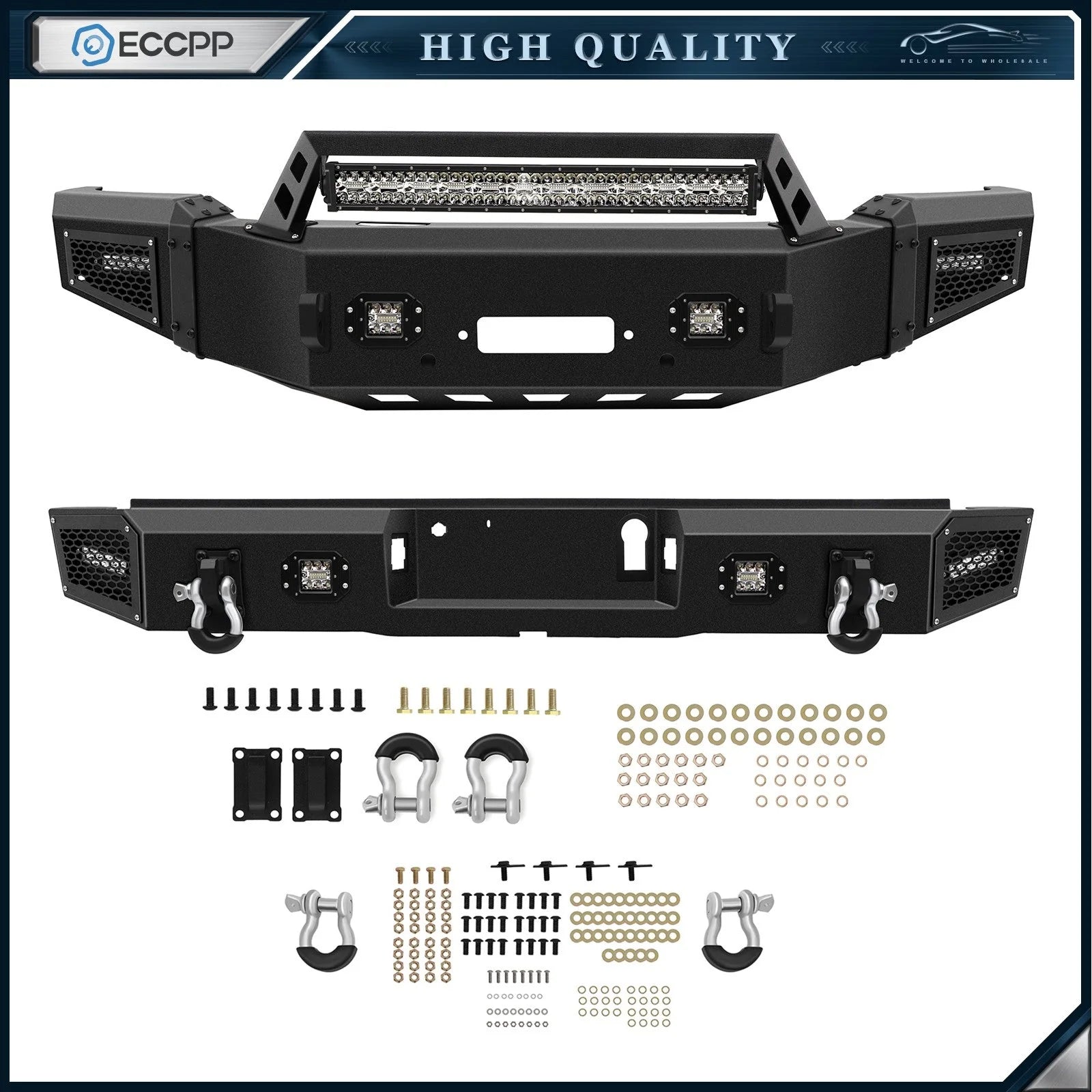 ECCPP Texture Steel Front / Rear Bumper W/Winch Plate For 2018-2020 Ford F 150 6B93BC-57 [2]