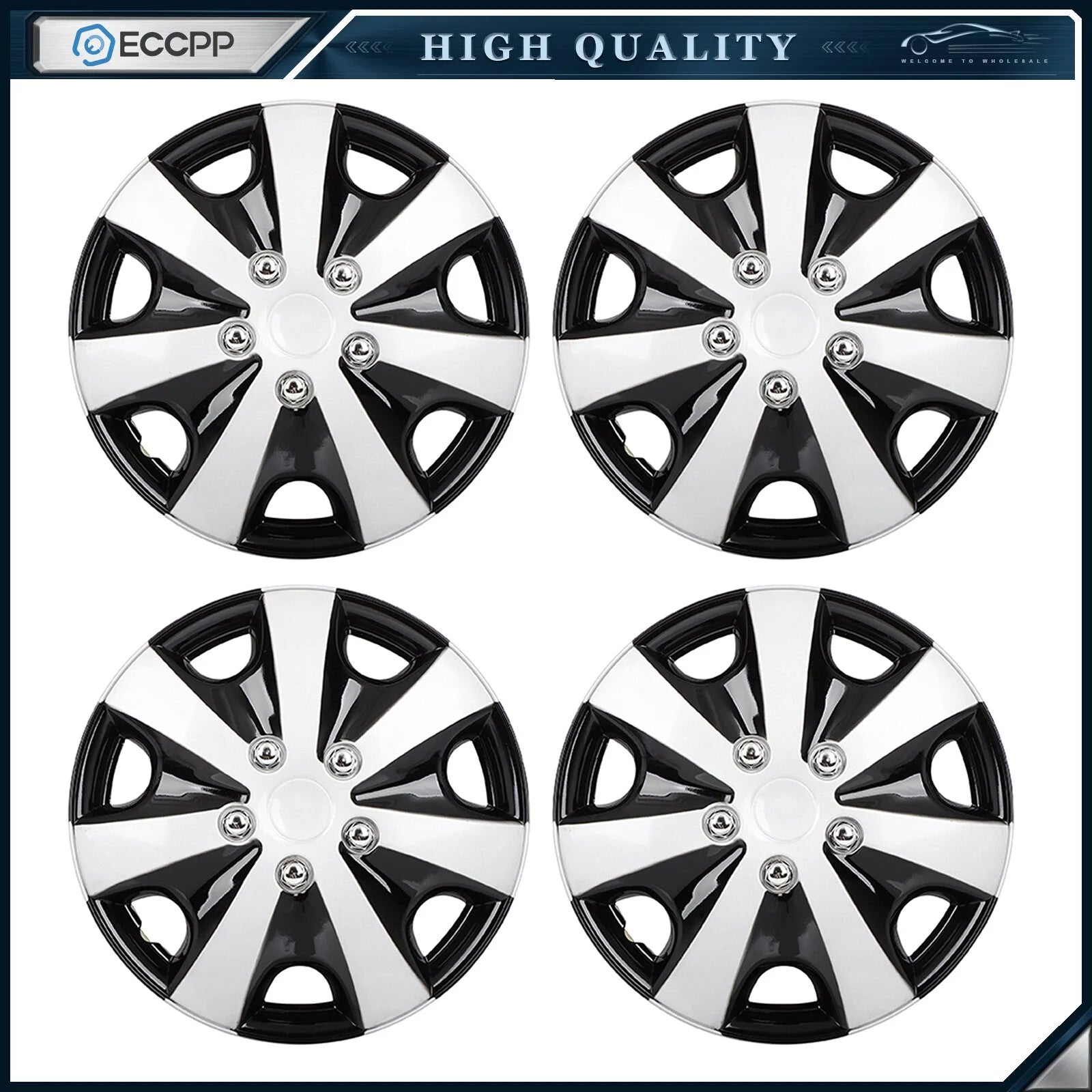 ECCPP (4) Wheel Hub Caps Fits 15 inch Tire Wheel Covers Snap On Car Truck SUV KOEEP [1]
