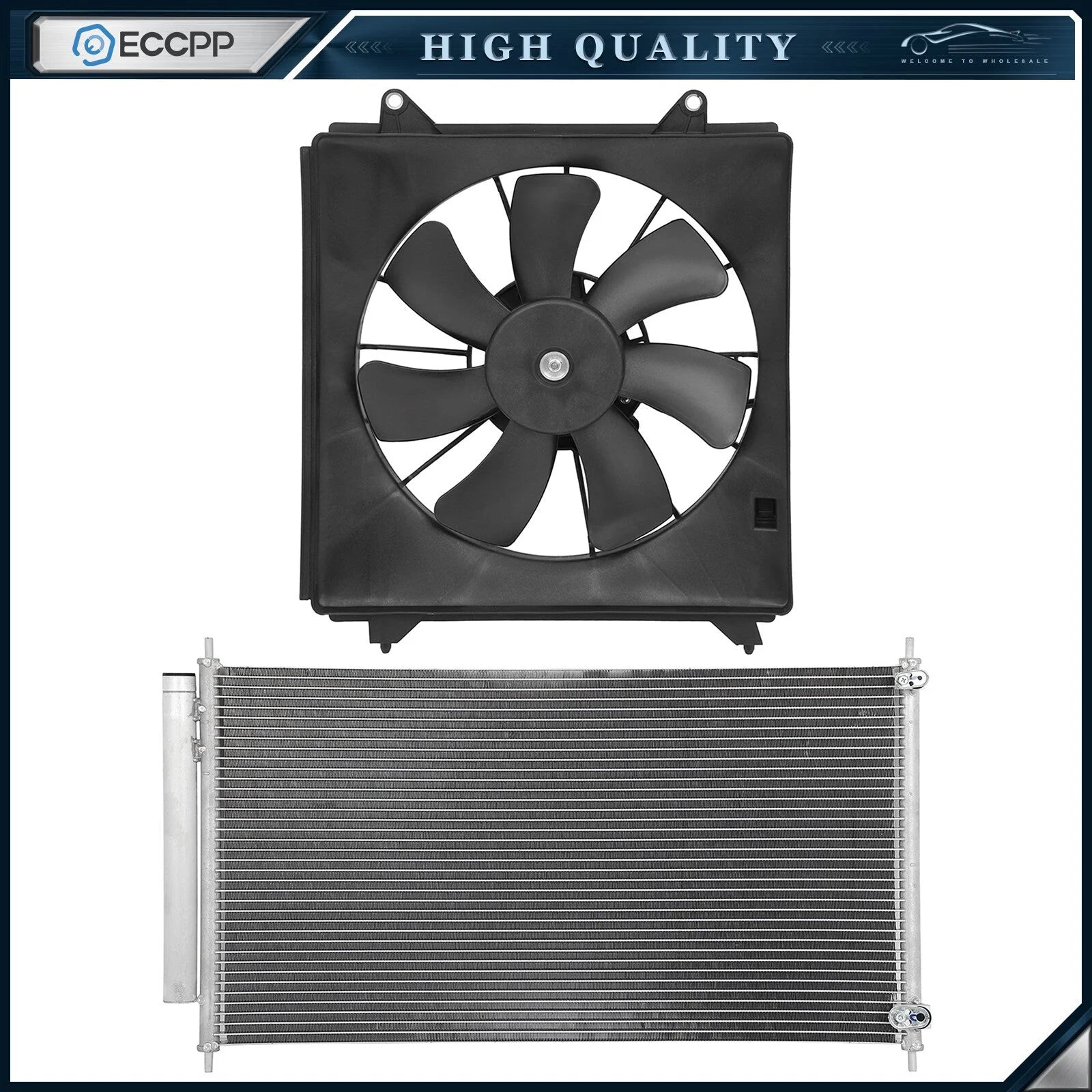 Electric AC Condenser Cooling Fan Kit For 2013 2014 15-17 Honda Accord For 3.5L 6B93BC-57 [1]
