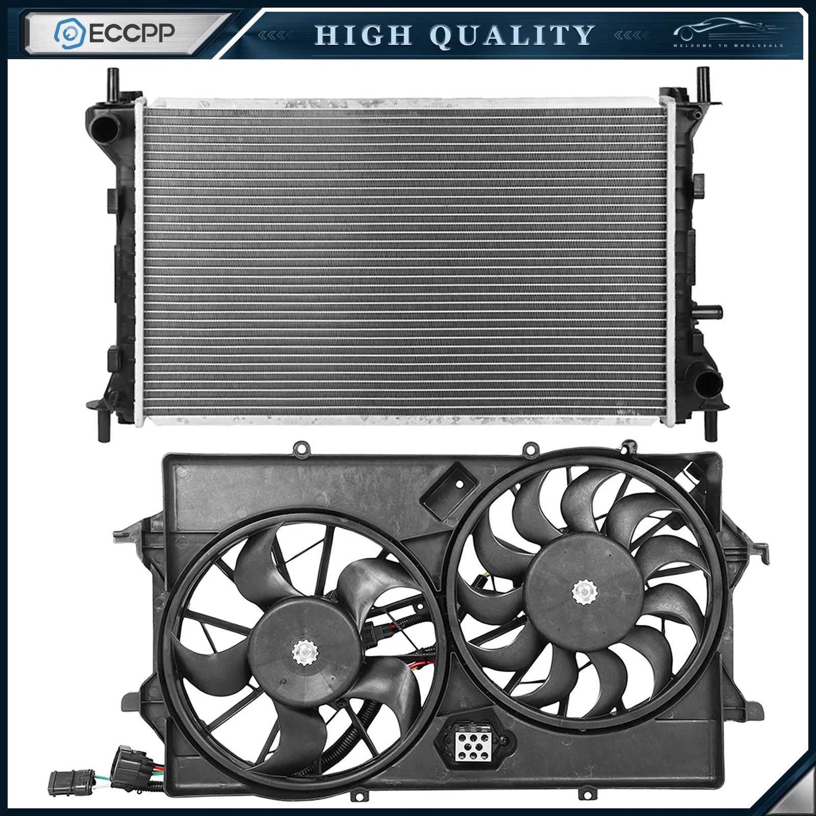 Electric Engine Radiator Cooling Fan Kit For 2005 2006 2007 Ford Focus 6B93BC-57 [1]