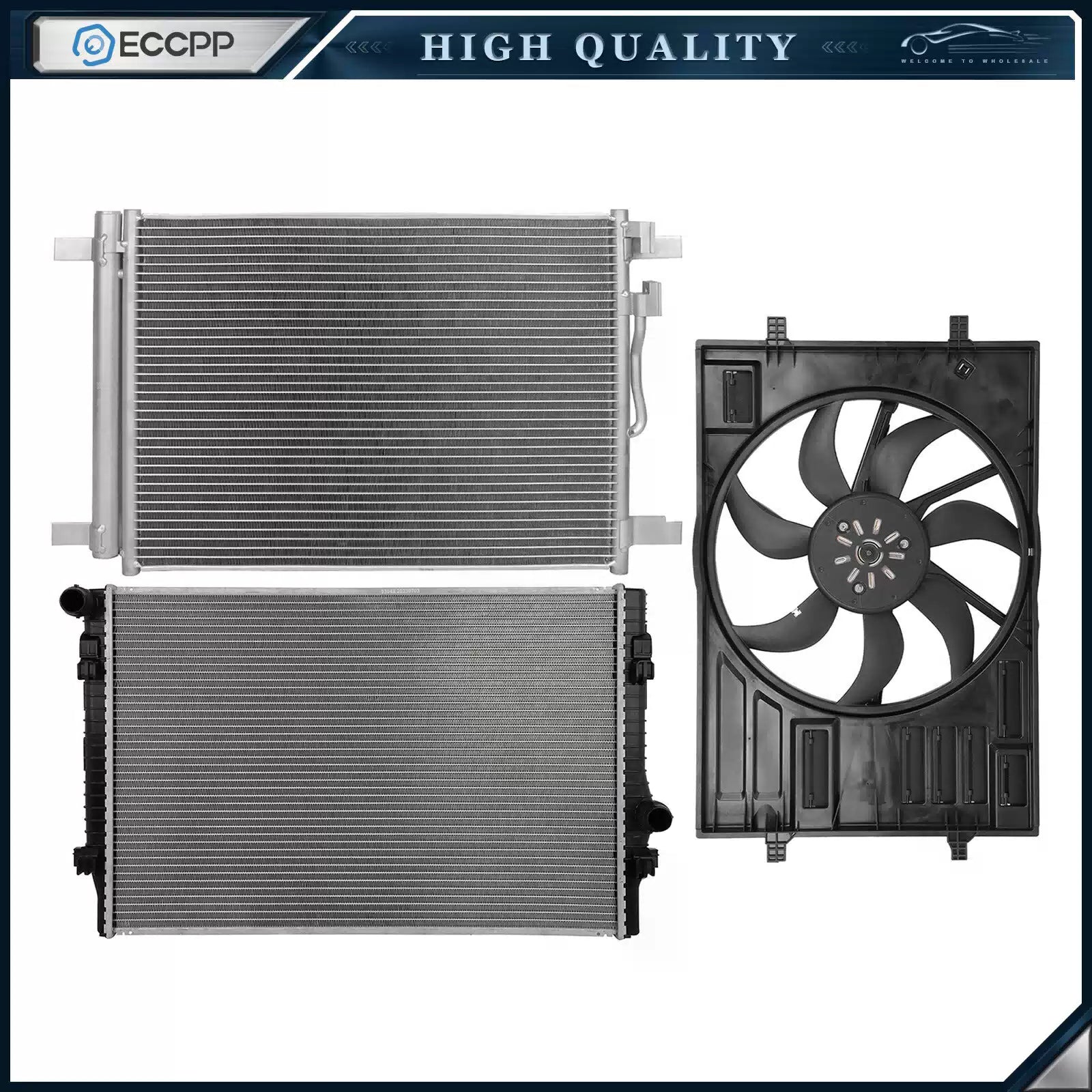 Electric Radiator Condenser Cooling Fan Kit For 2015 2016-2018 Volkswagen Golf 6B93BC-57 [1]