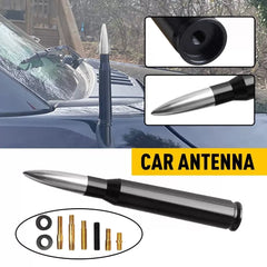 FIT CHEVY SILVERADO SIERRA BULLET ALUMINUM SHORT ANTENNA Heavy Black Silver EOA 6B93BC-57 [1]