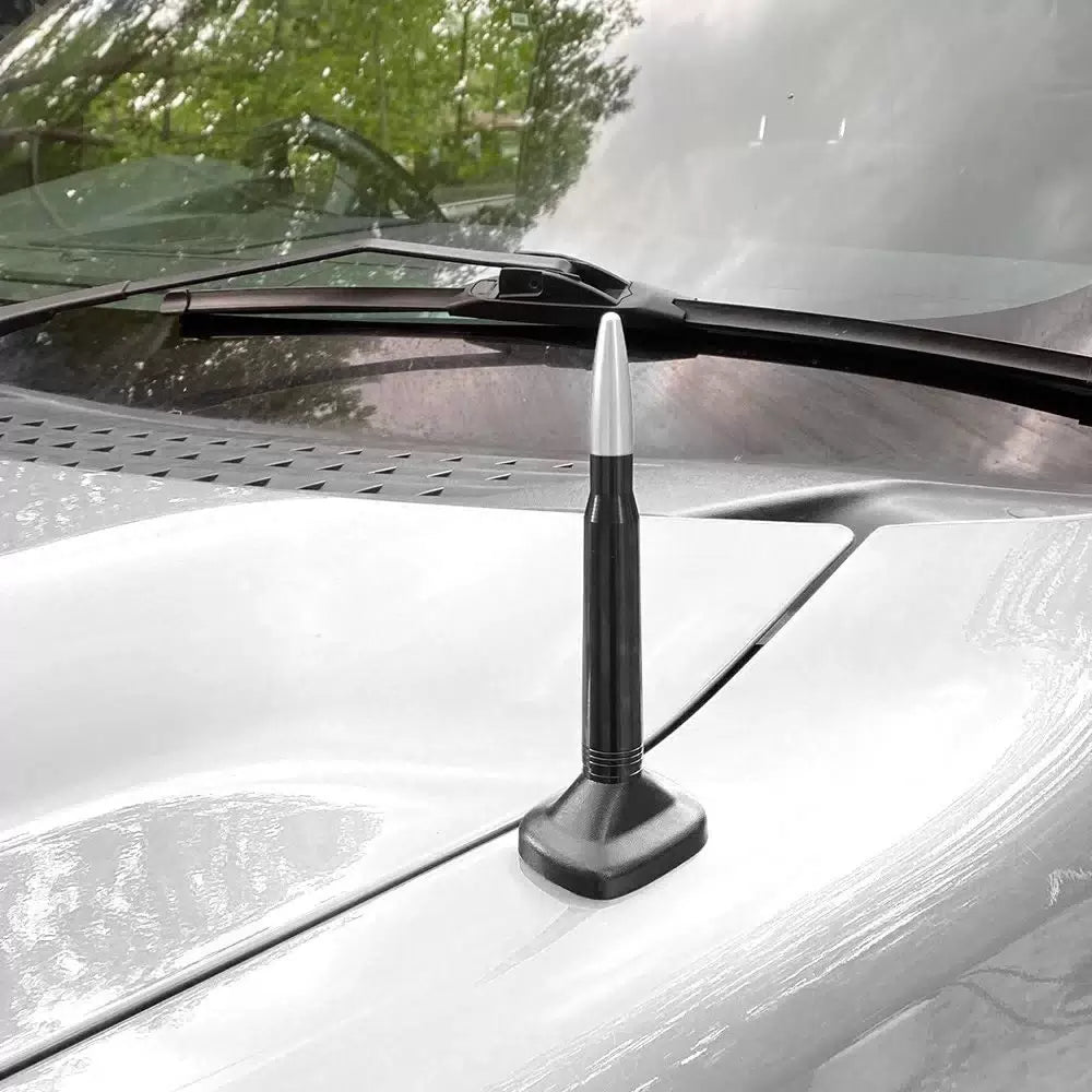 FIT CHEVY SILVERADO SIERRA BULLET ALUMINUM SHORT ANTENNA Heavy Black Silver EOA 6B93BC-57 [6]