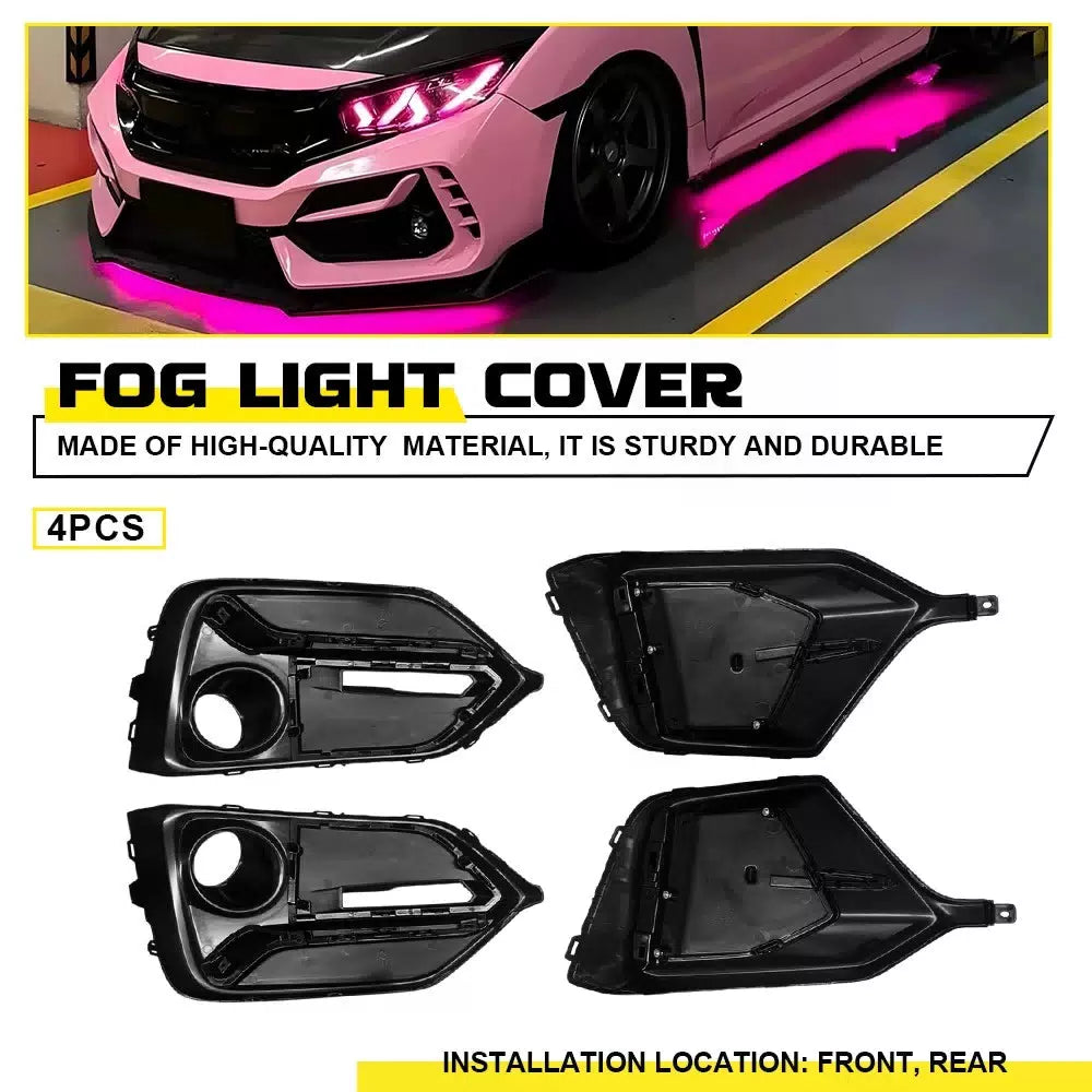 FOR 16-21 CIVIC TYPE R FK8 FACELIFT FRONT REAR BUMPER FOG LIGHT GARNISH COVER EA 6B93BC-57 [10]