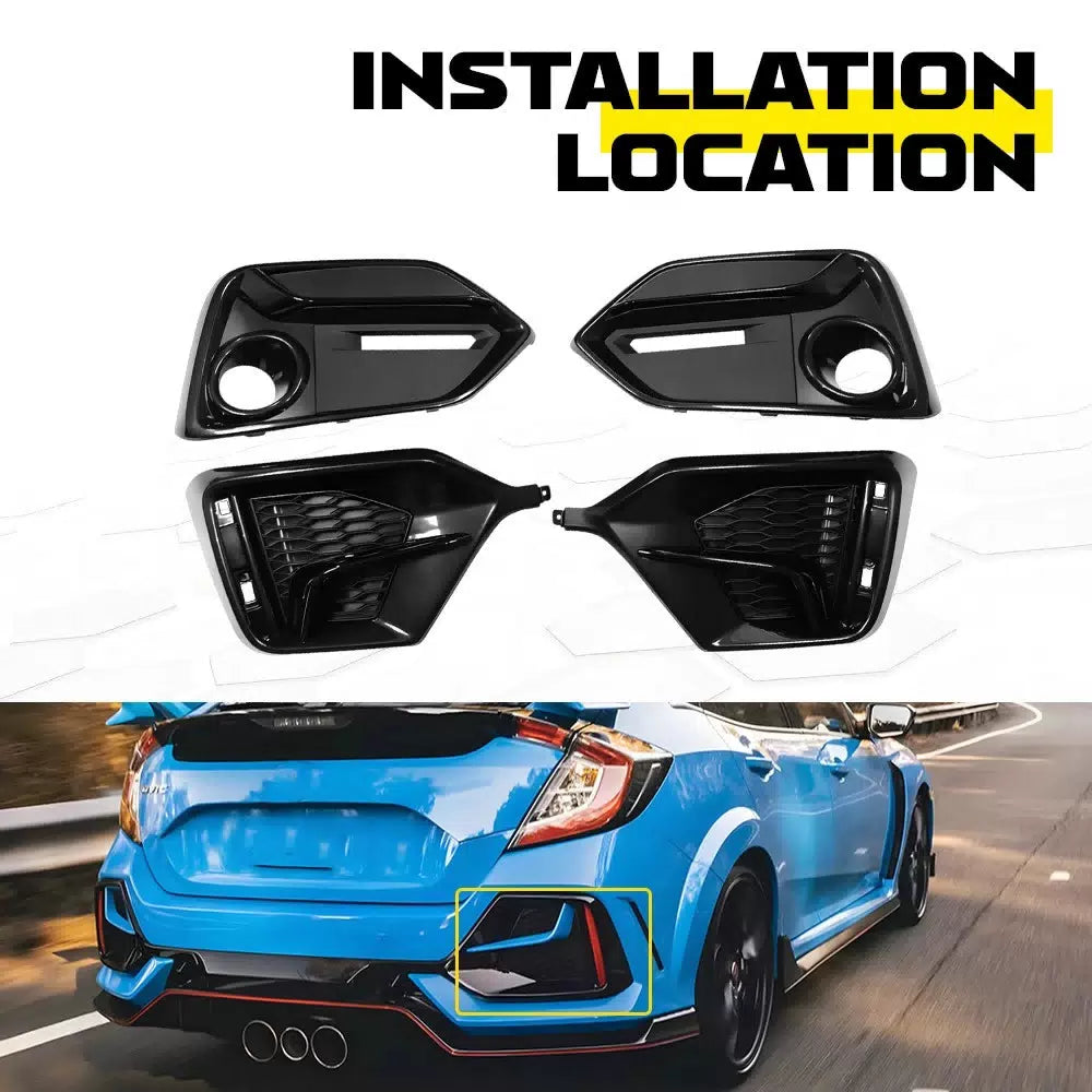 FOR 16-21 CIVIC TYPE R FK8 FACELIFT FRONT REAR BUMPER FOG LIGHT GARNISH COVER EA 6B93BC-57 [2]
