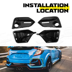 FOR 16-21 CIVIC TYPE R FK8 FACELIFT FRONT REAR BUMPER FOG LIGHT GARNISH COVER EA 6B93BC-57 [2]