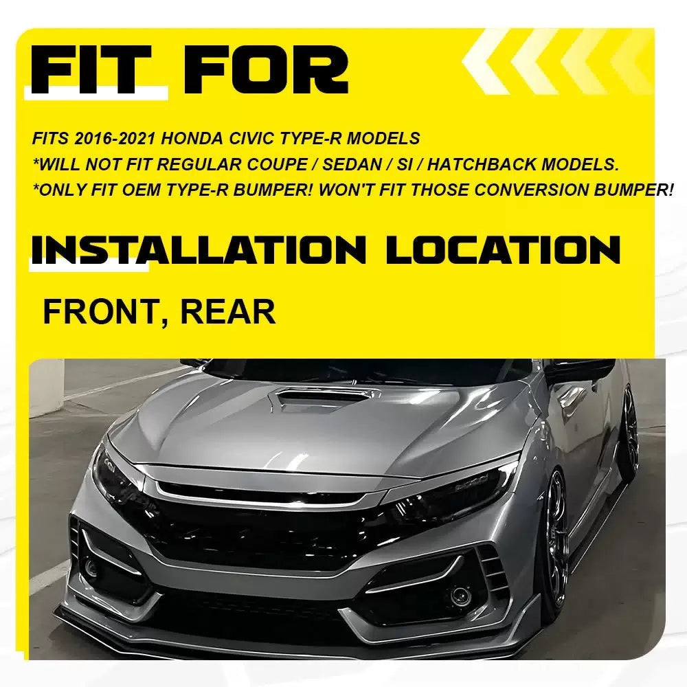 FOR 16-21 CIVIC TYPE R FK8 FACELIFT FRONT REAR BUMPER FOG LIGHT GARNISH COVER EA 6B93BC-57 [6]
