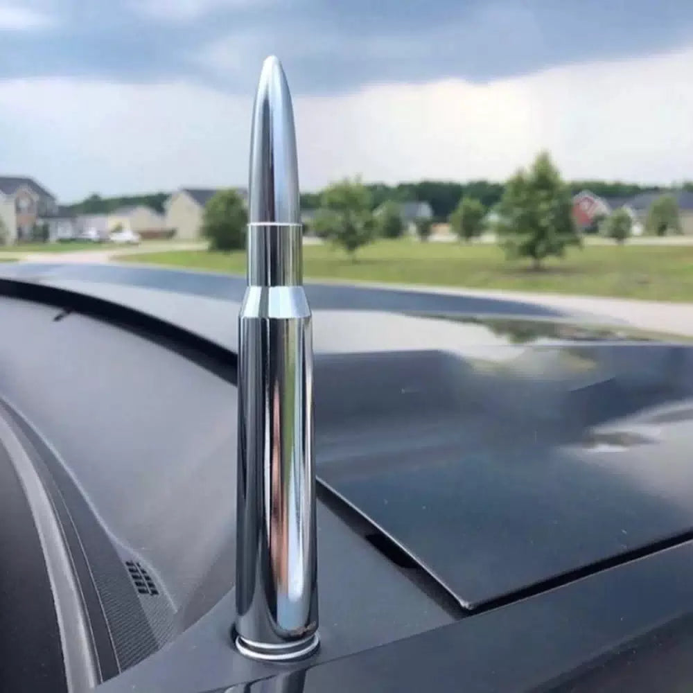 FOR FORD F150 F250 50 CAL CALIBER BULLET ALUMINUM SHORT ANTENNA CHROME SILVER EA 6B93BC-57 [10]